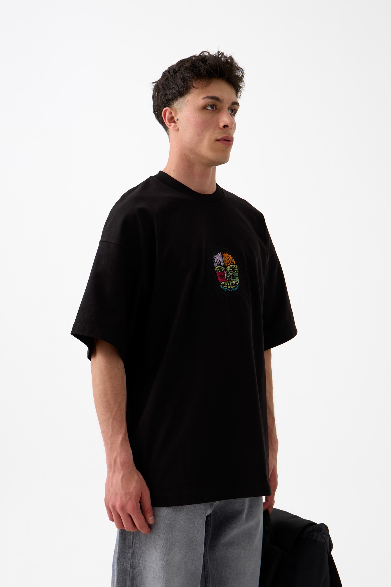 Hümanist Nakışlı Oversize Tişört