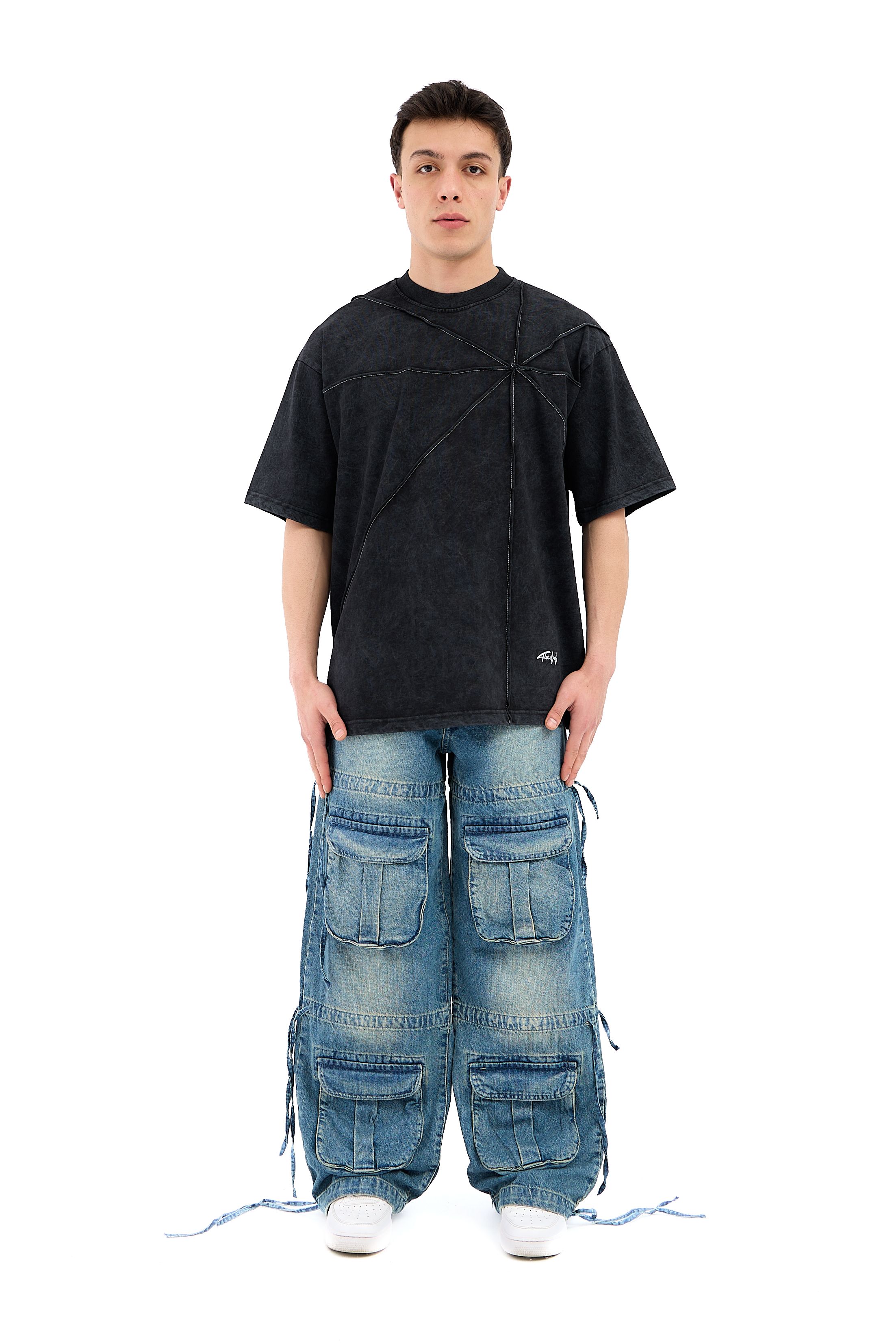 SPİDER ACİD WASHED TİŞÖRT - SİYAH