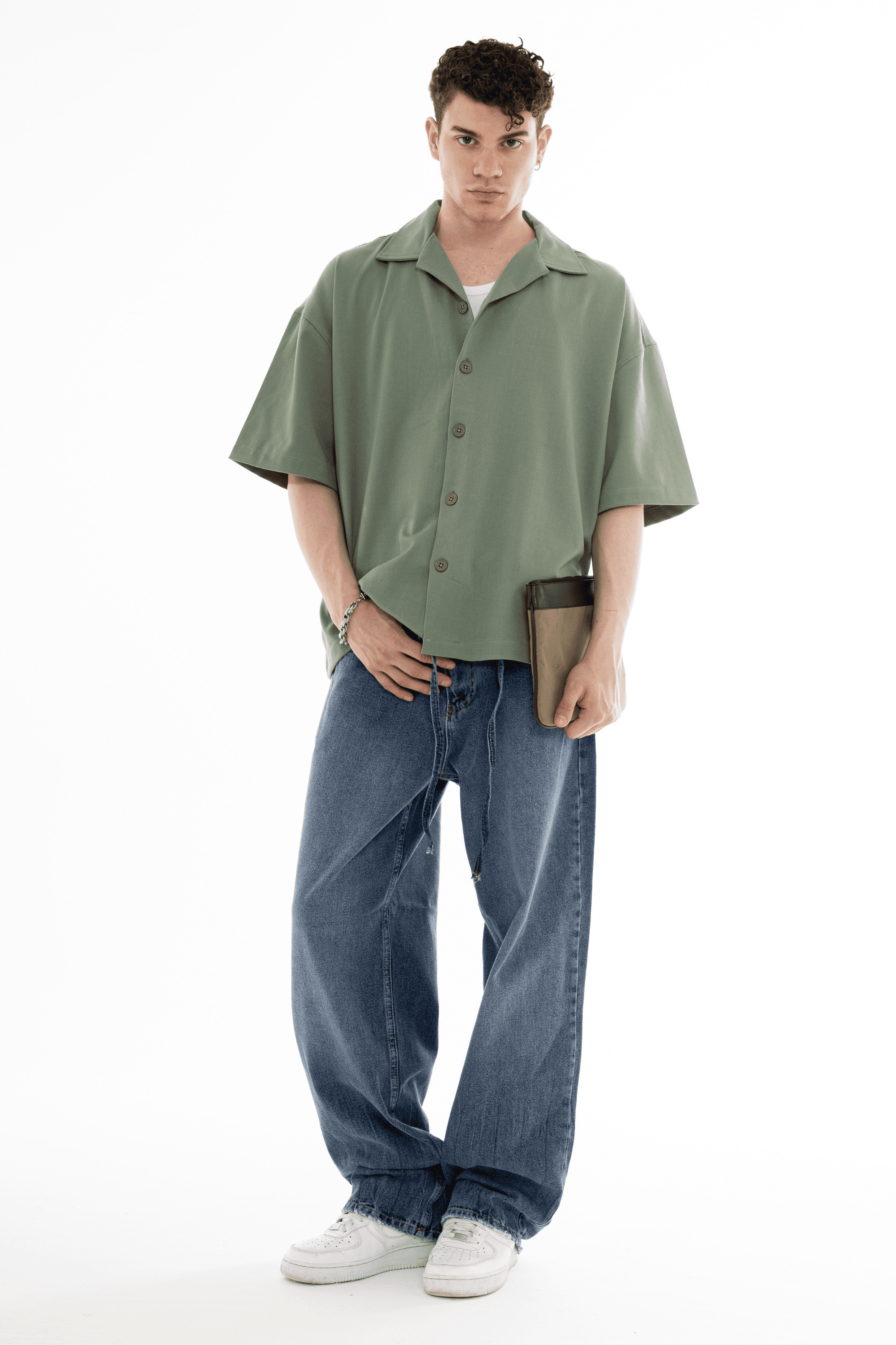 Old Money Oversize Fit Gabardin Kumaş Gömlek