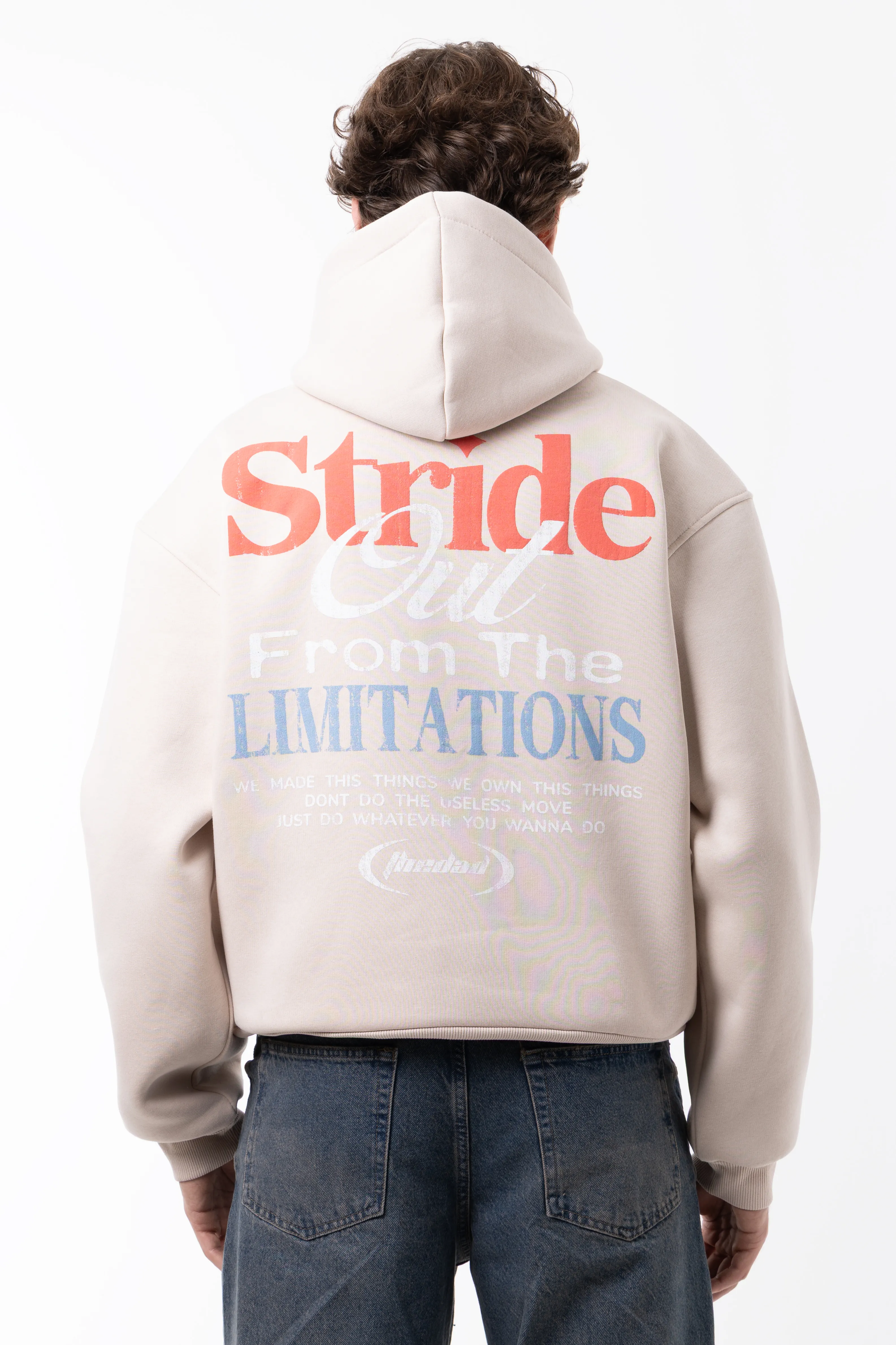 STRİDE BASKILI HOODİE - BEJ
