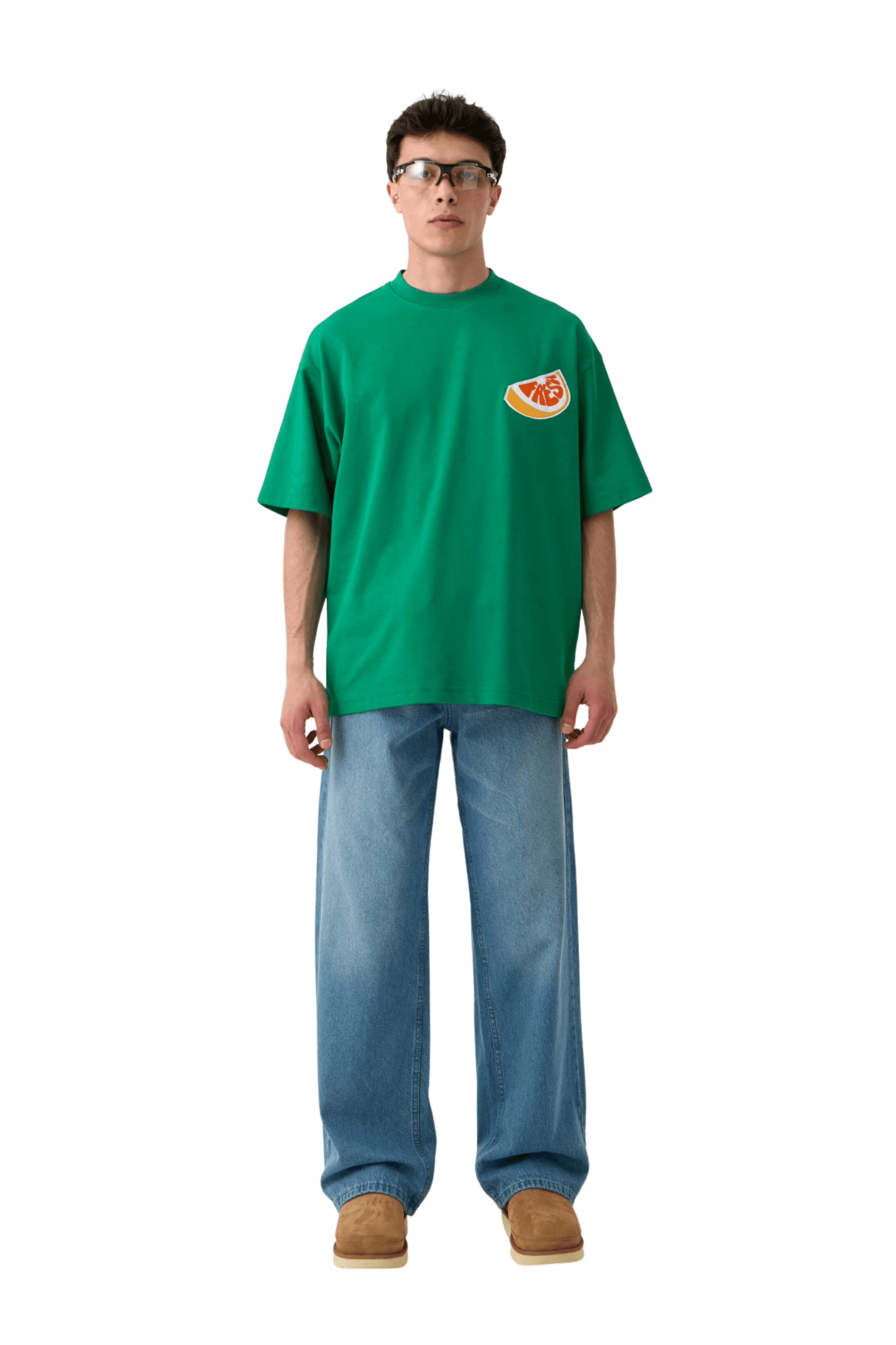 Fresh Nakışlı Oversize Tişört - YEŞİL