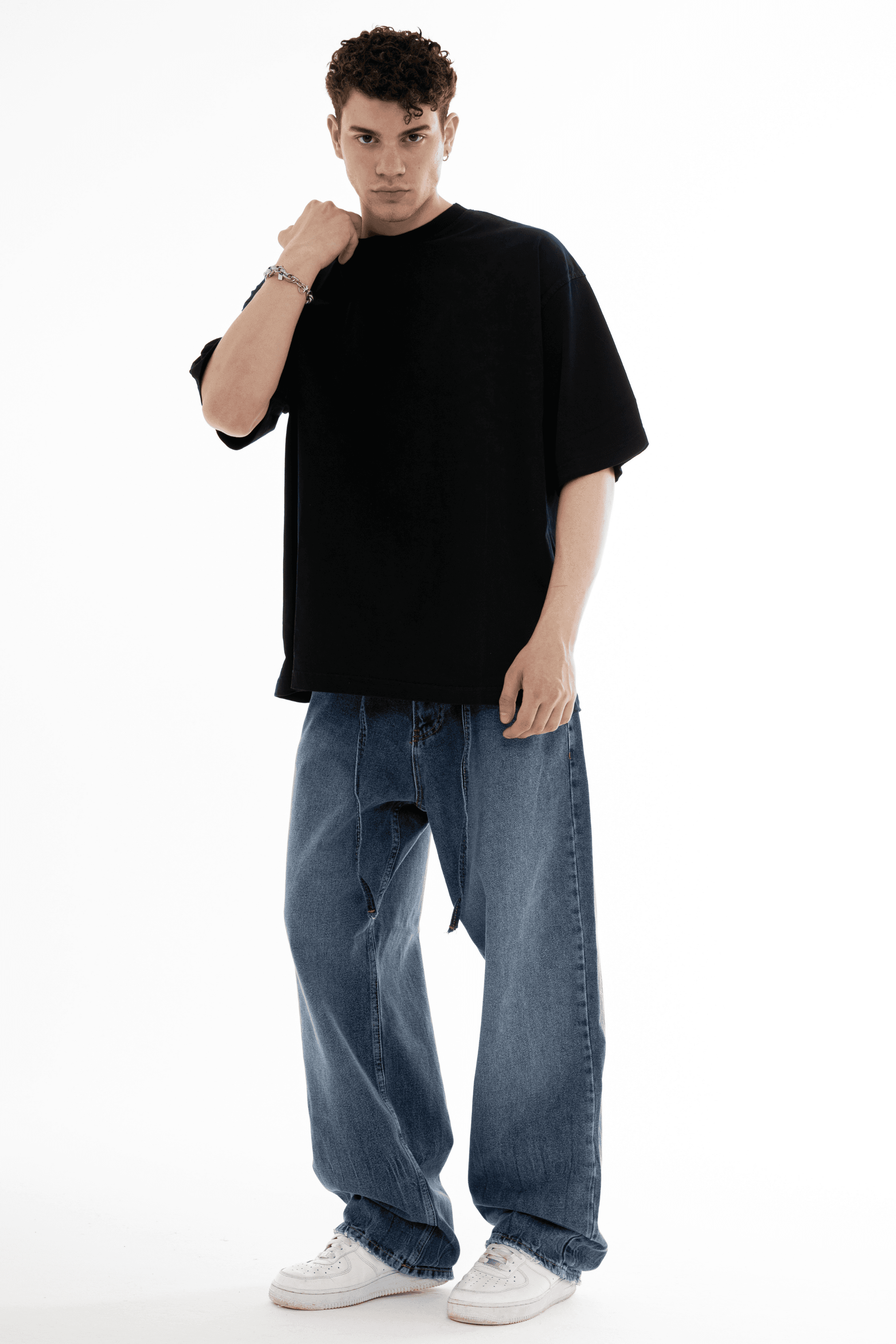 Acid YIKAMALI  Basic Oversize Tişört - ANTRASİT