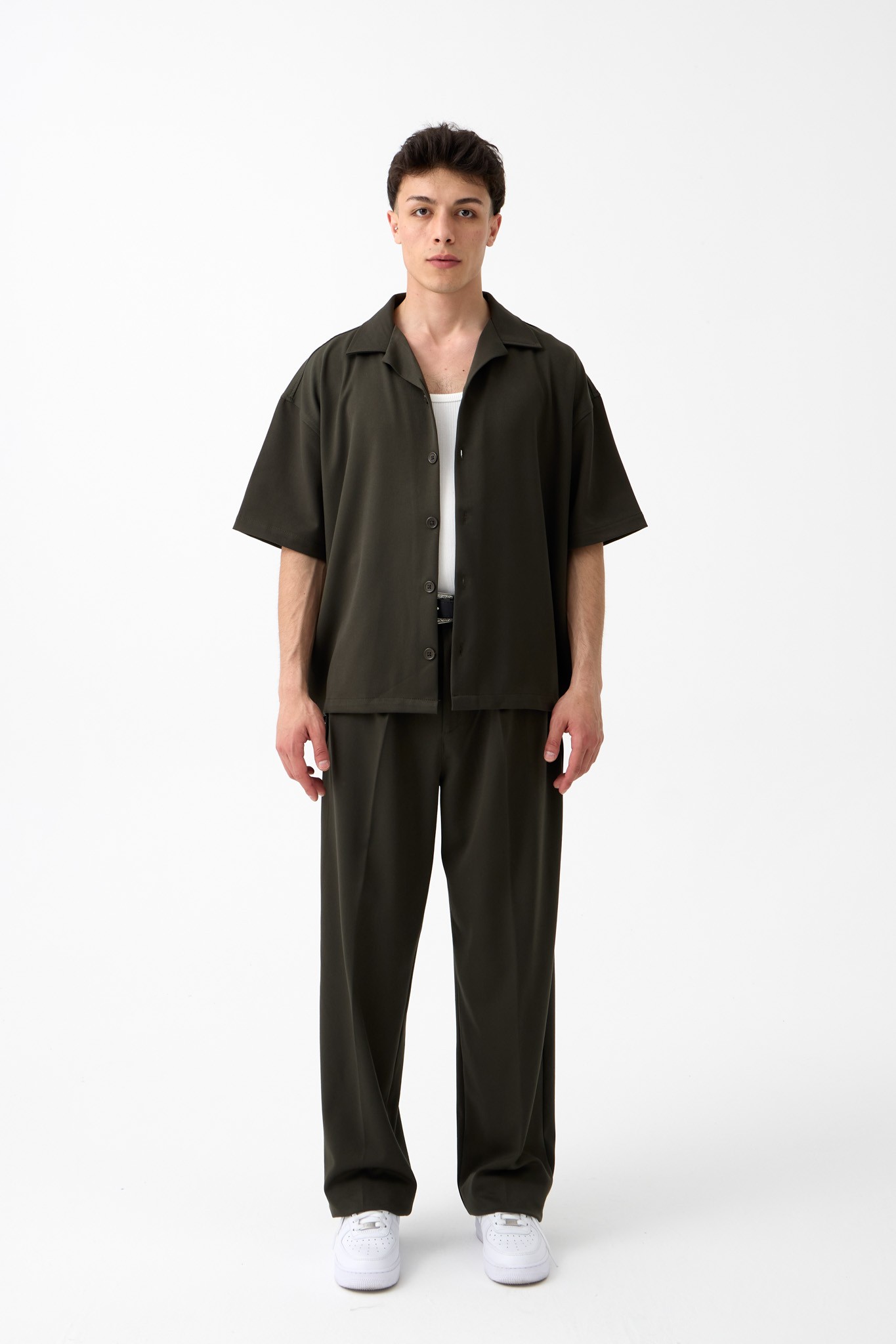 Old Money Baggy Fit Kumaş Pantolon  - YEŞİL