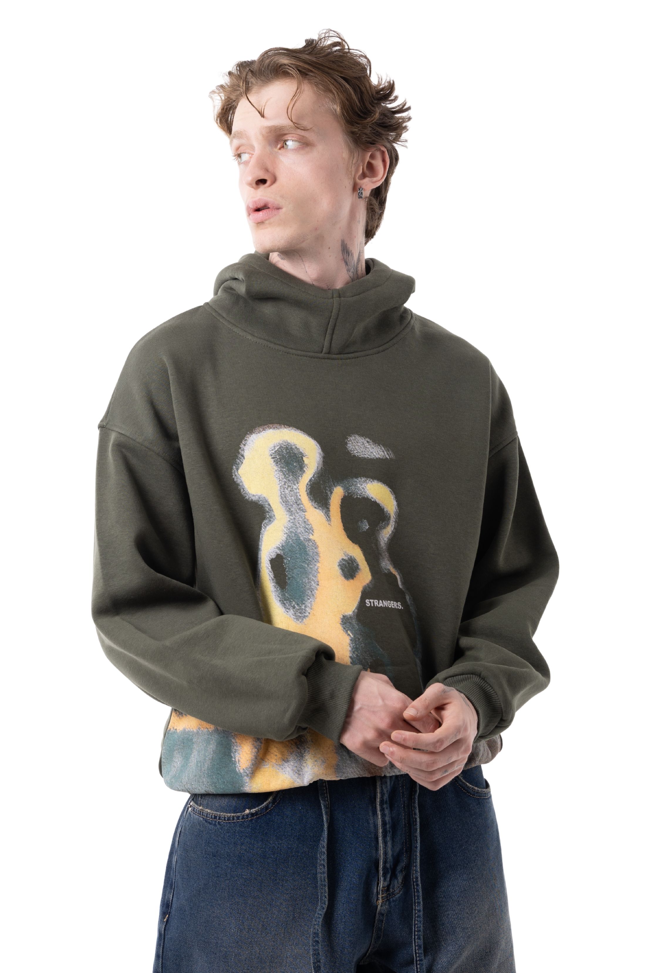 STRANGER BASKI HOODİE - HAKİ