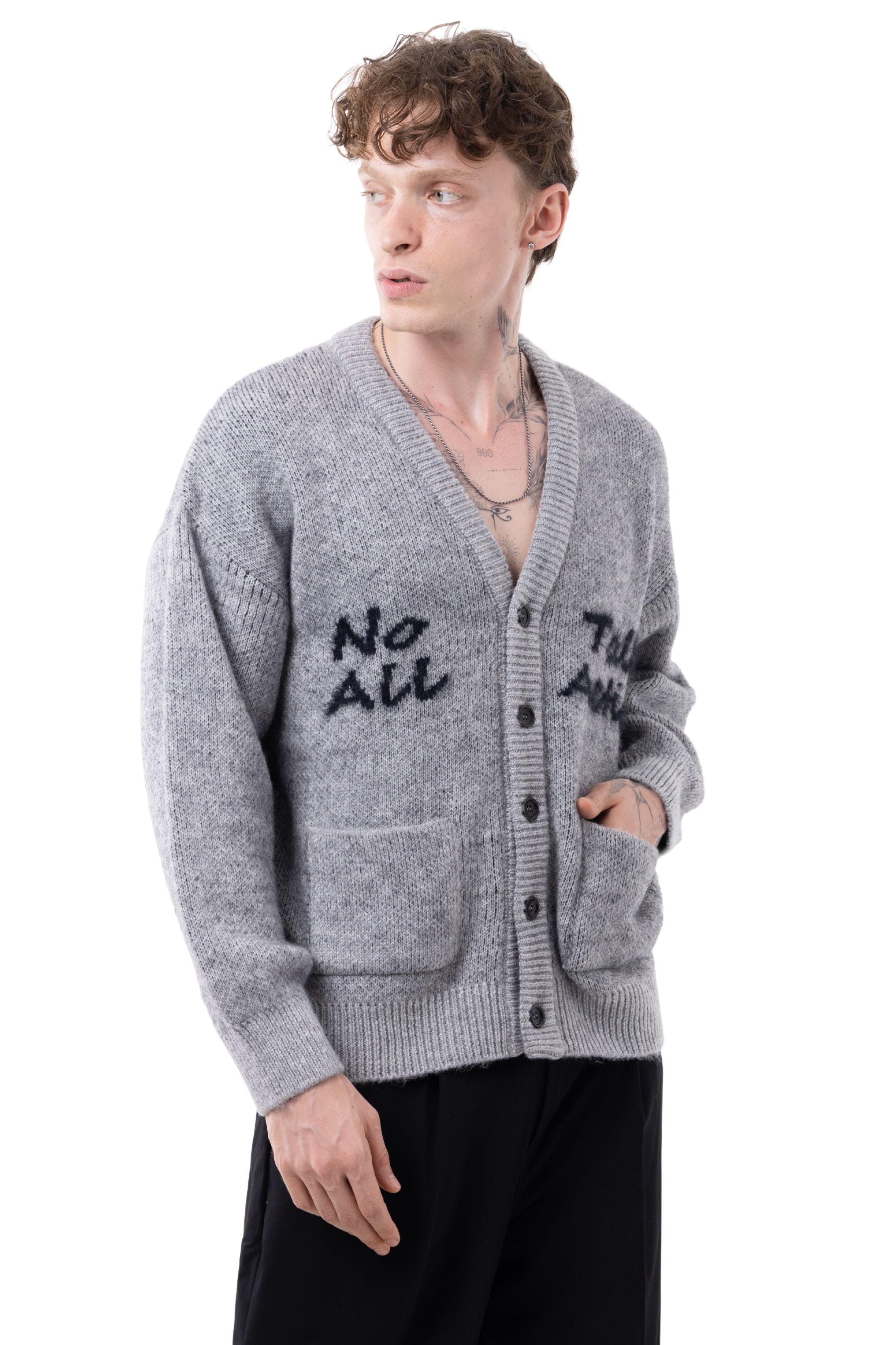 NO TOLK DETAYLI TRİKO HIRKA  - GRİ