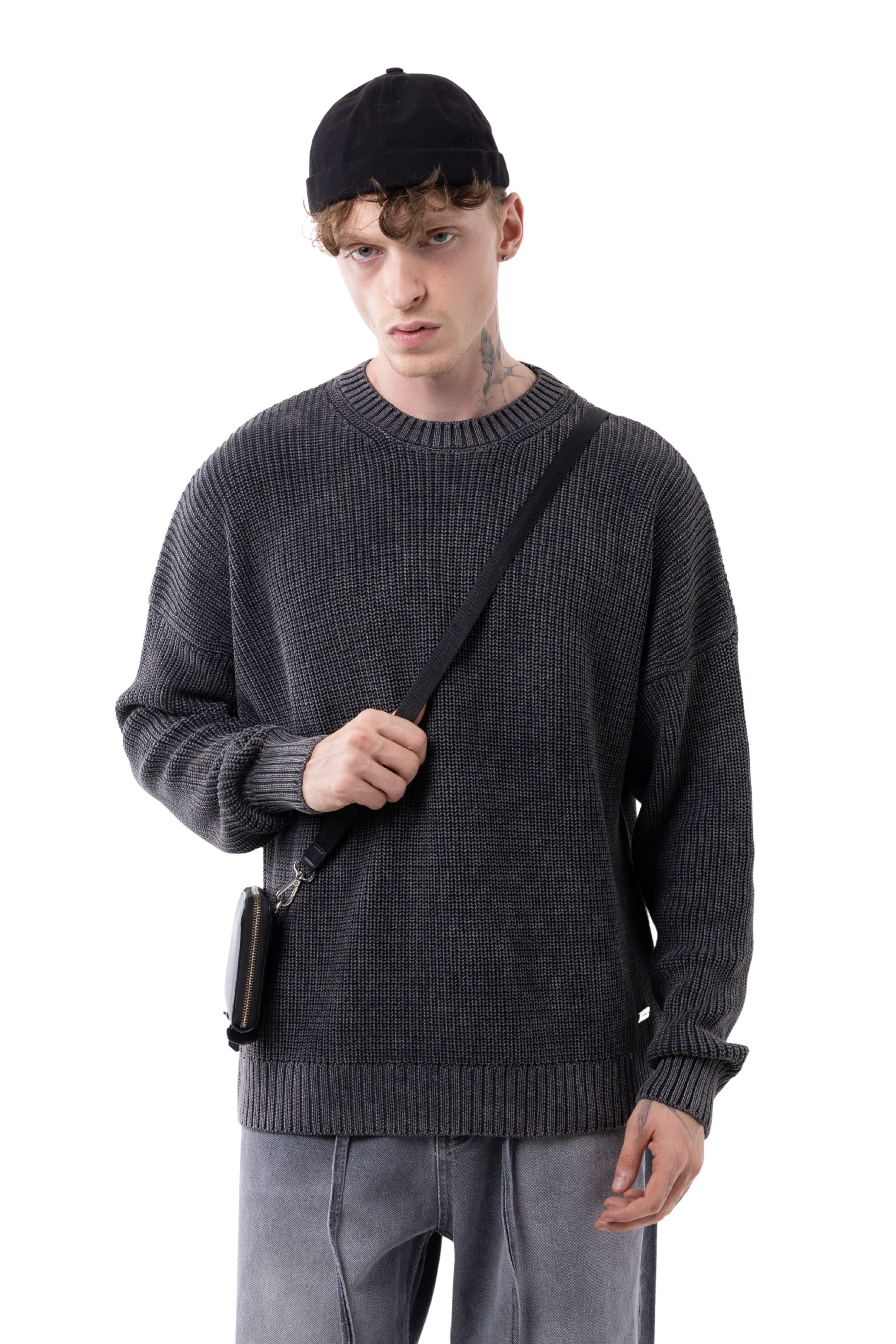 ACİD WASHED COTTON TRİKO - ANTRASİT