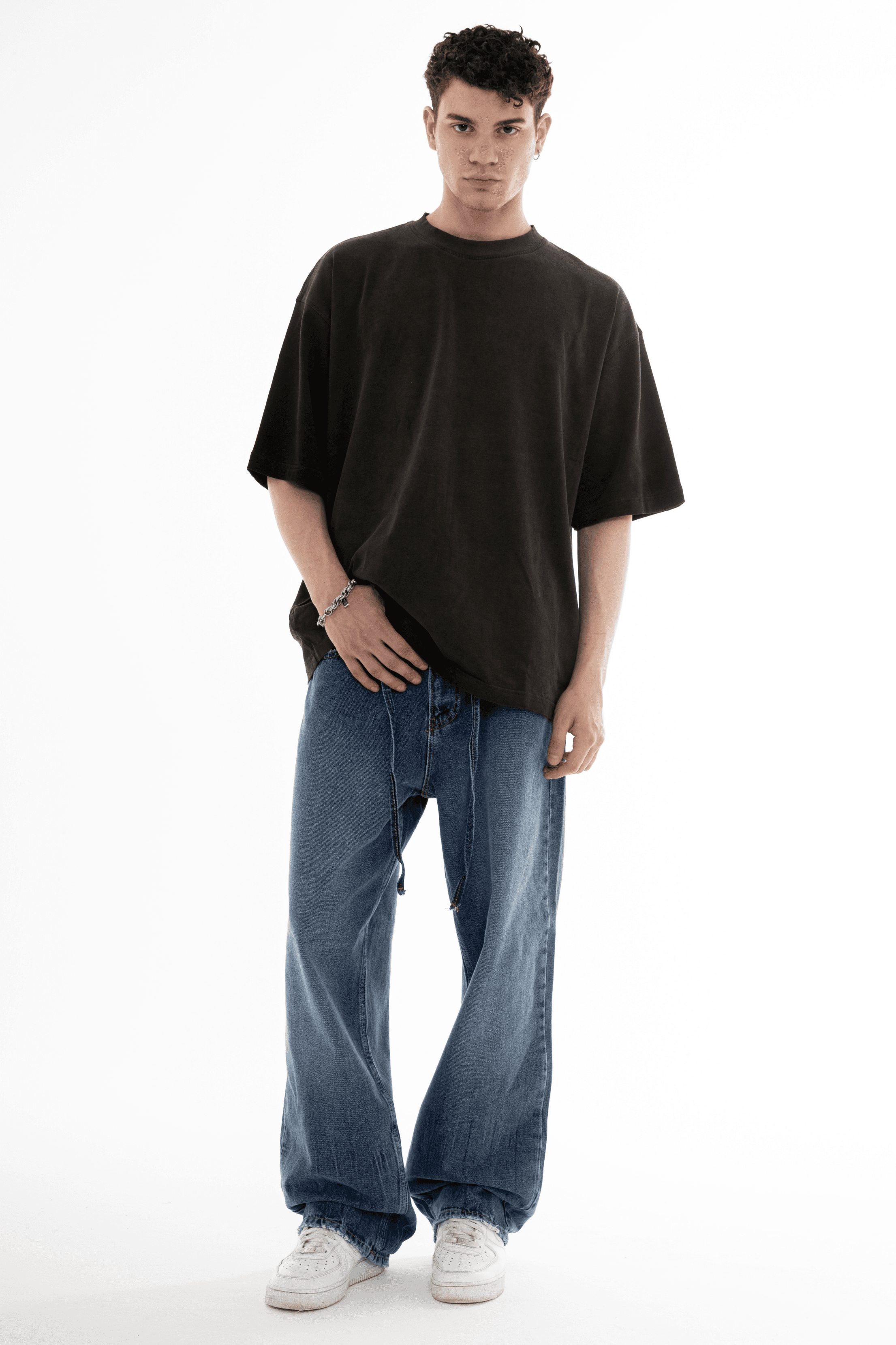 Acid YIKAMALI  Basic Oversize Tişört - ANTRASİT