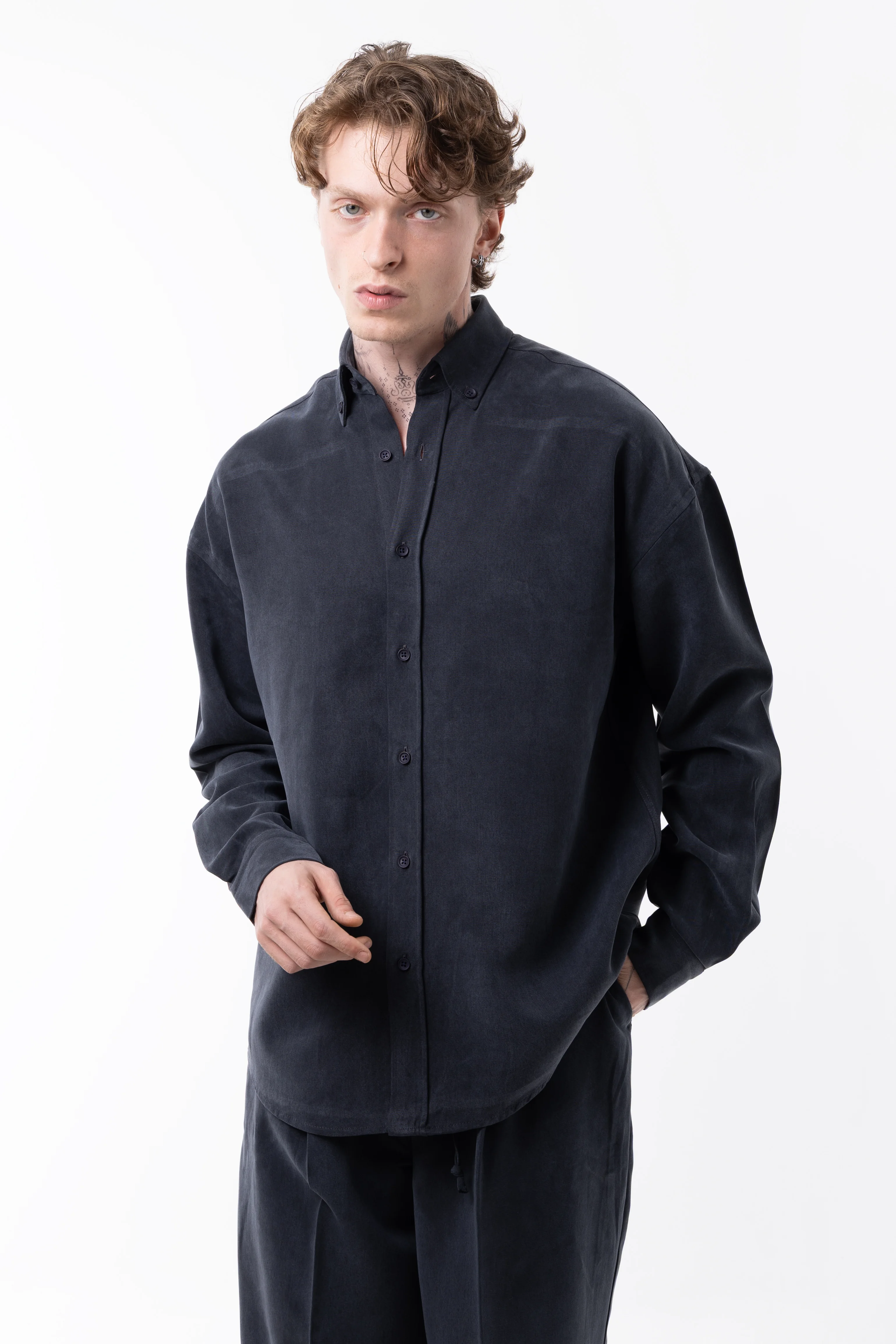 MODAL UZUN KOLU GÖMLEK  - ANTRASİT