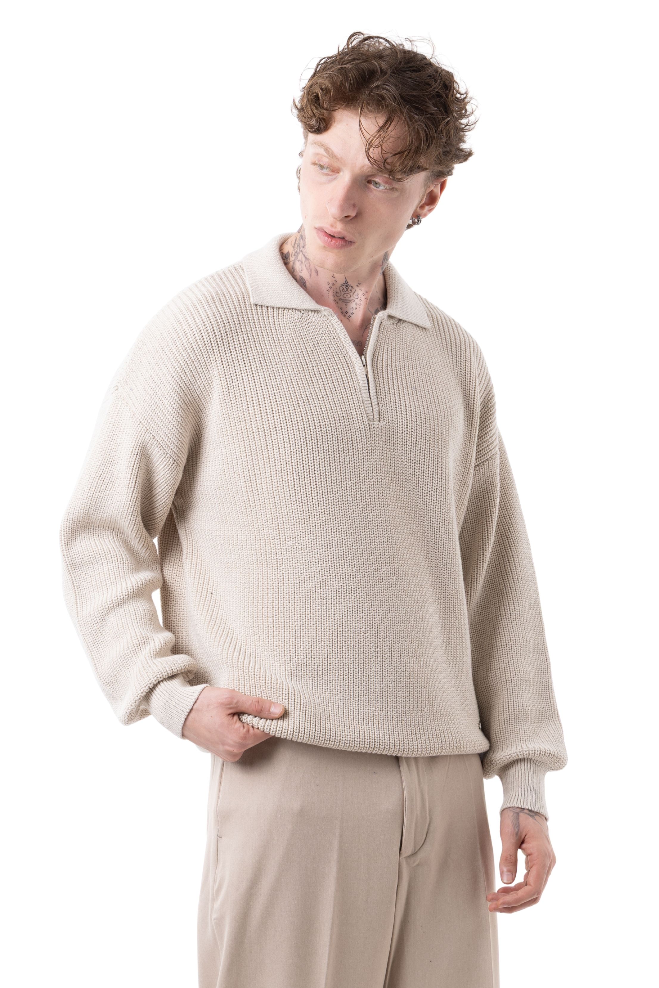 POLO YAKA TRİKO - BEJ