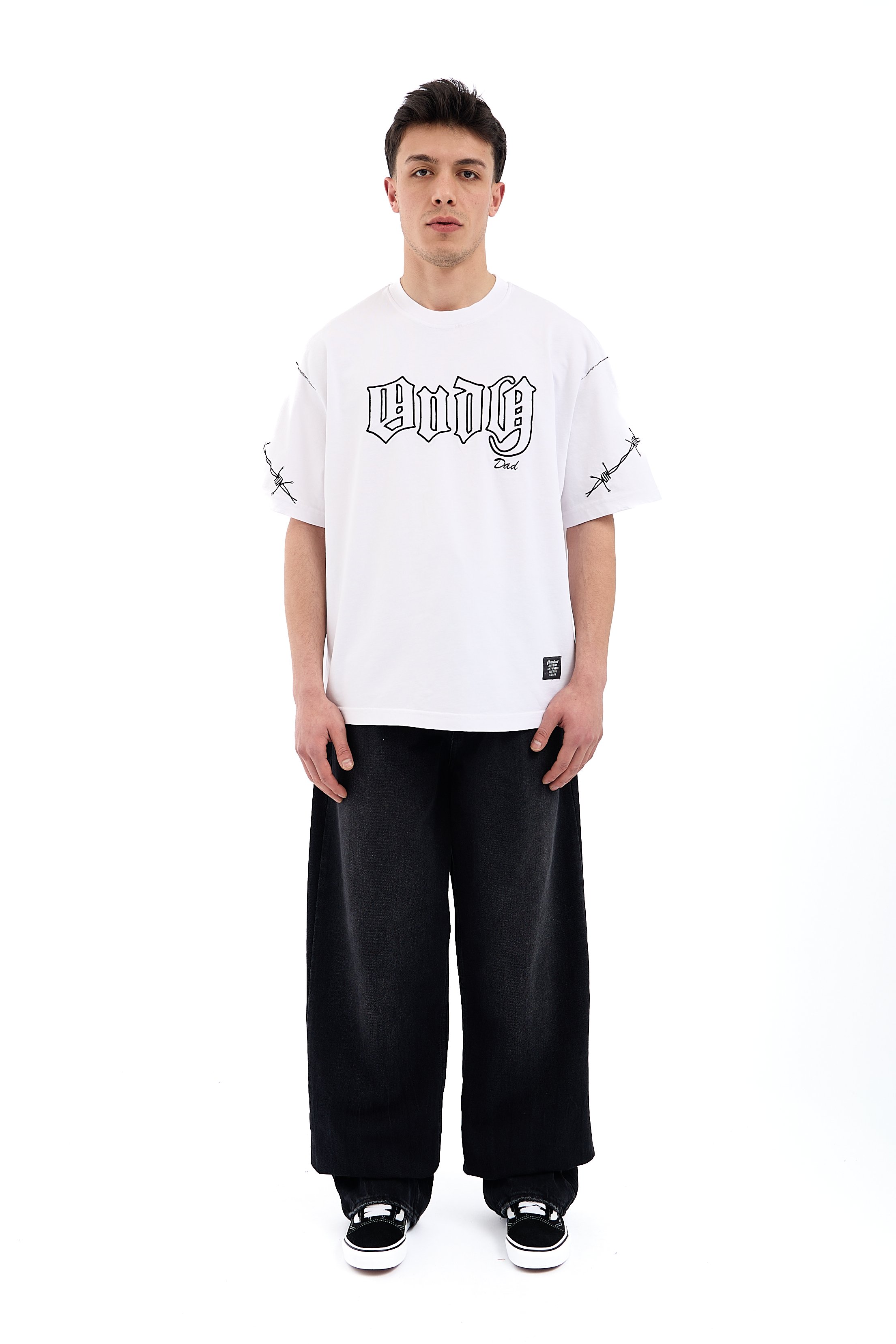 Andy dad nakışlı oversize tişört - BEYAZ