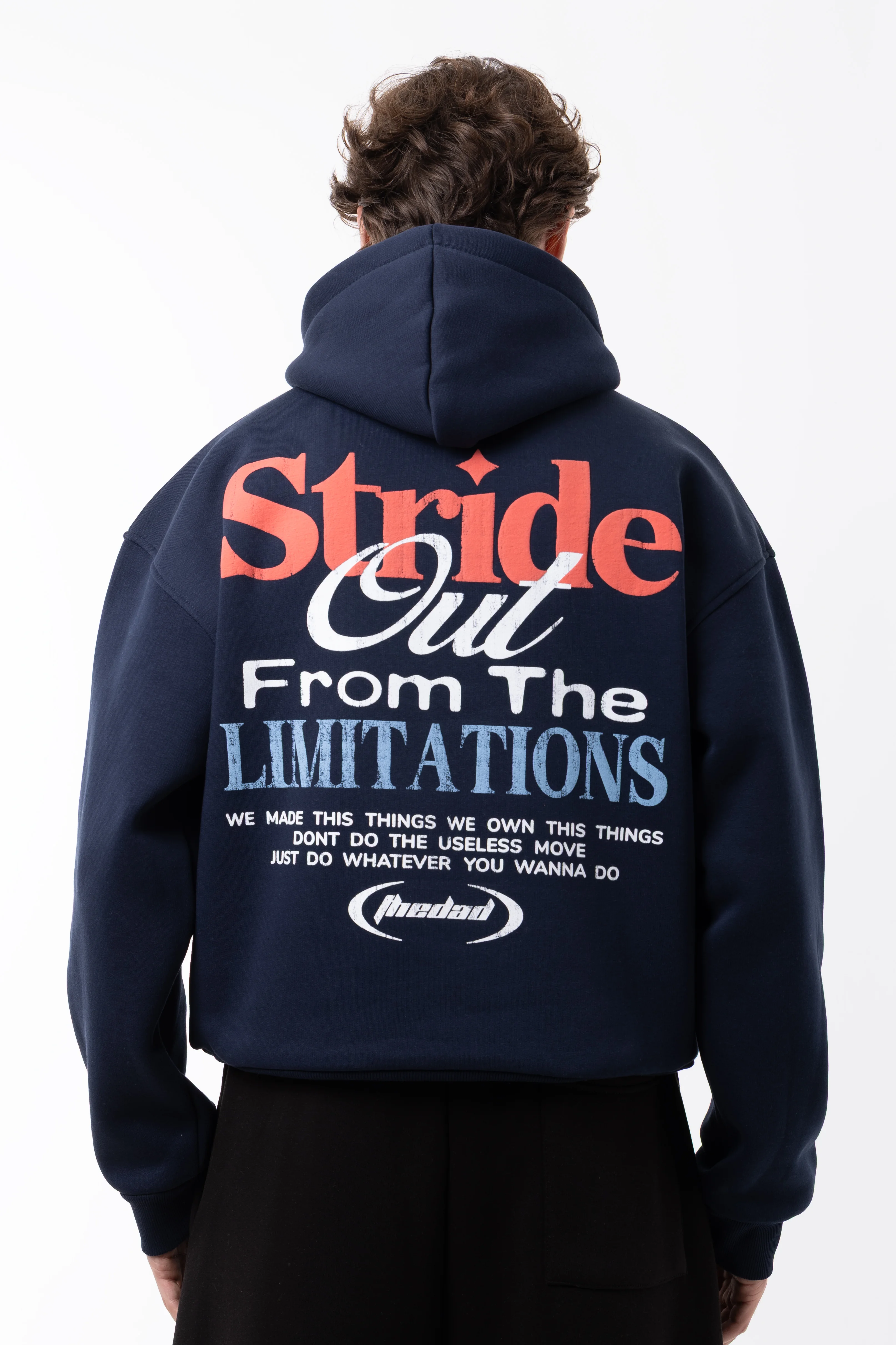 STRİDE BASKILI HOODİE - İNDİGO