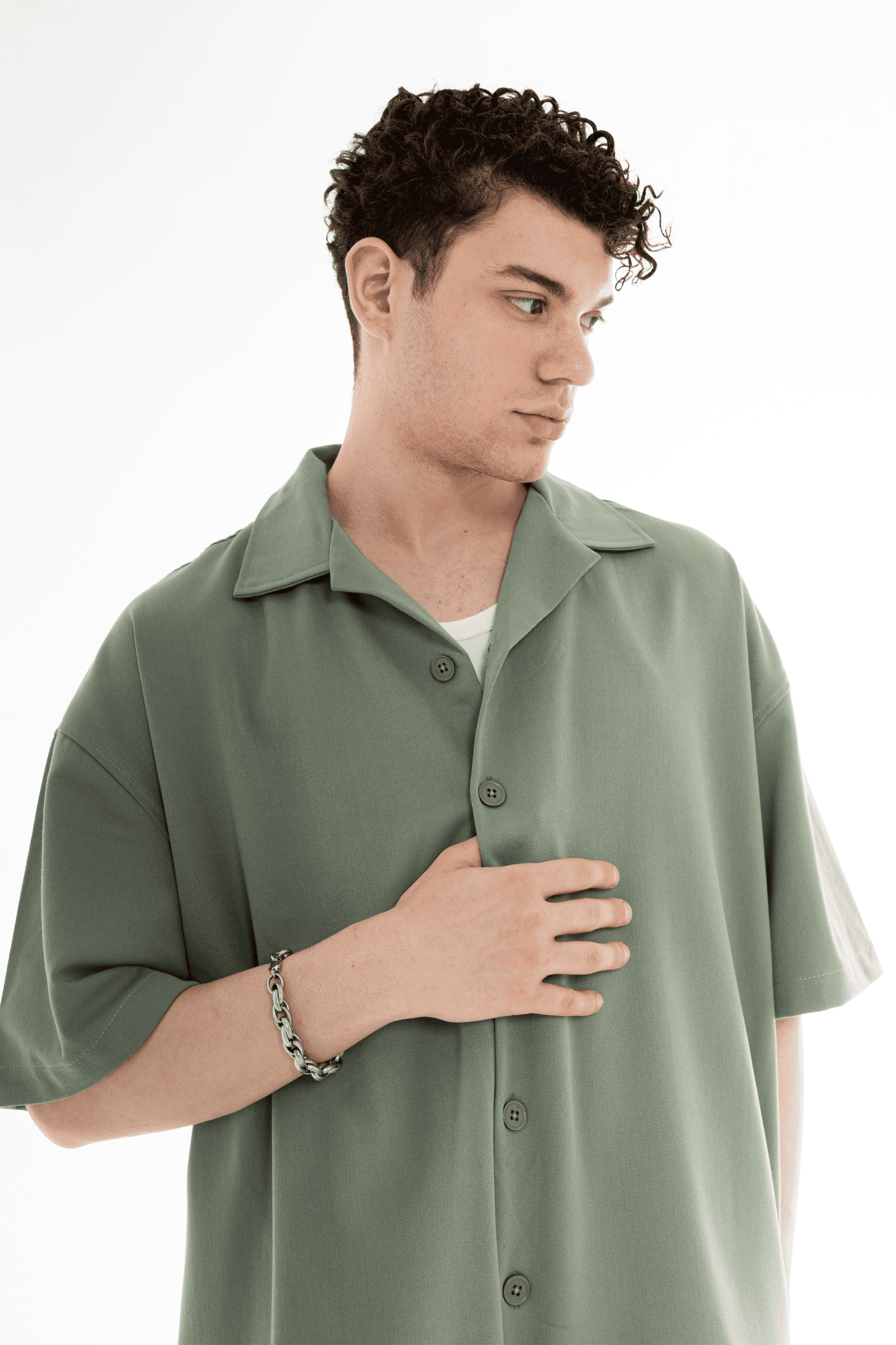 Old Money Oversize Fit Gabardin Kumaş Gömlek
