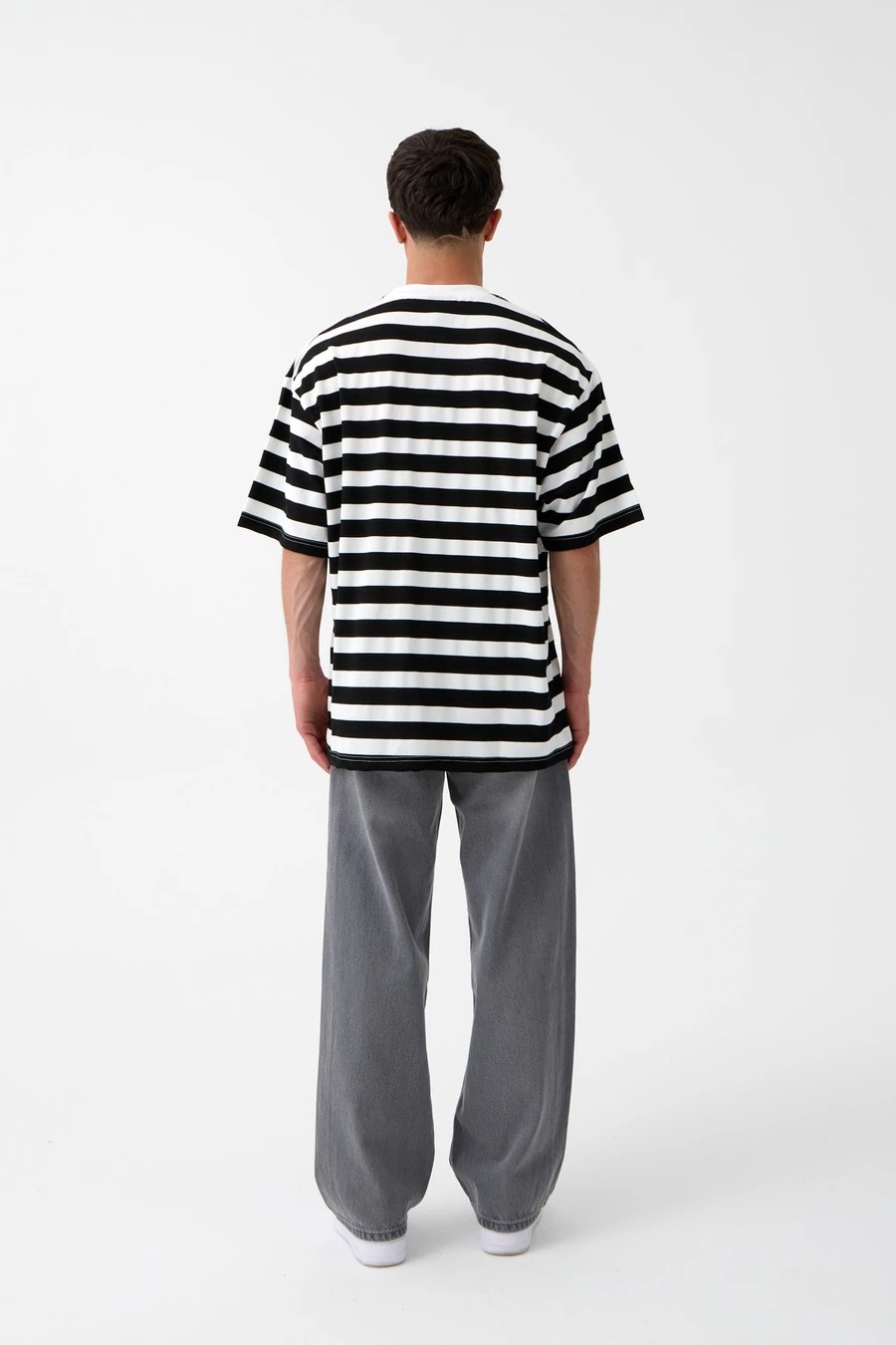 Yatay Çizgili Basic Oversize Tişört