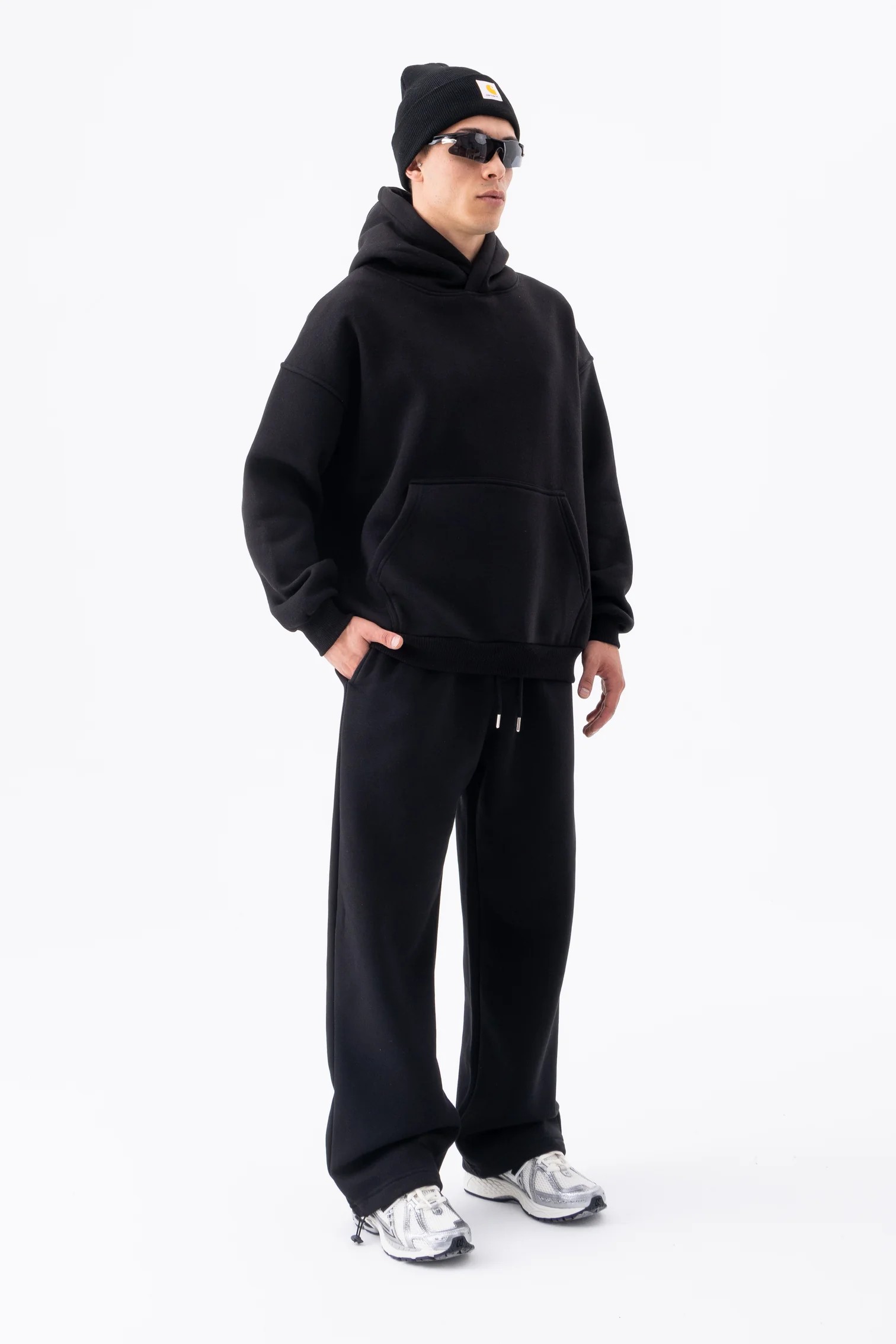 Basic Nakış Detaylı Oversize Hoodie