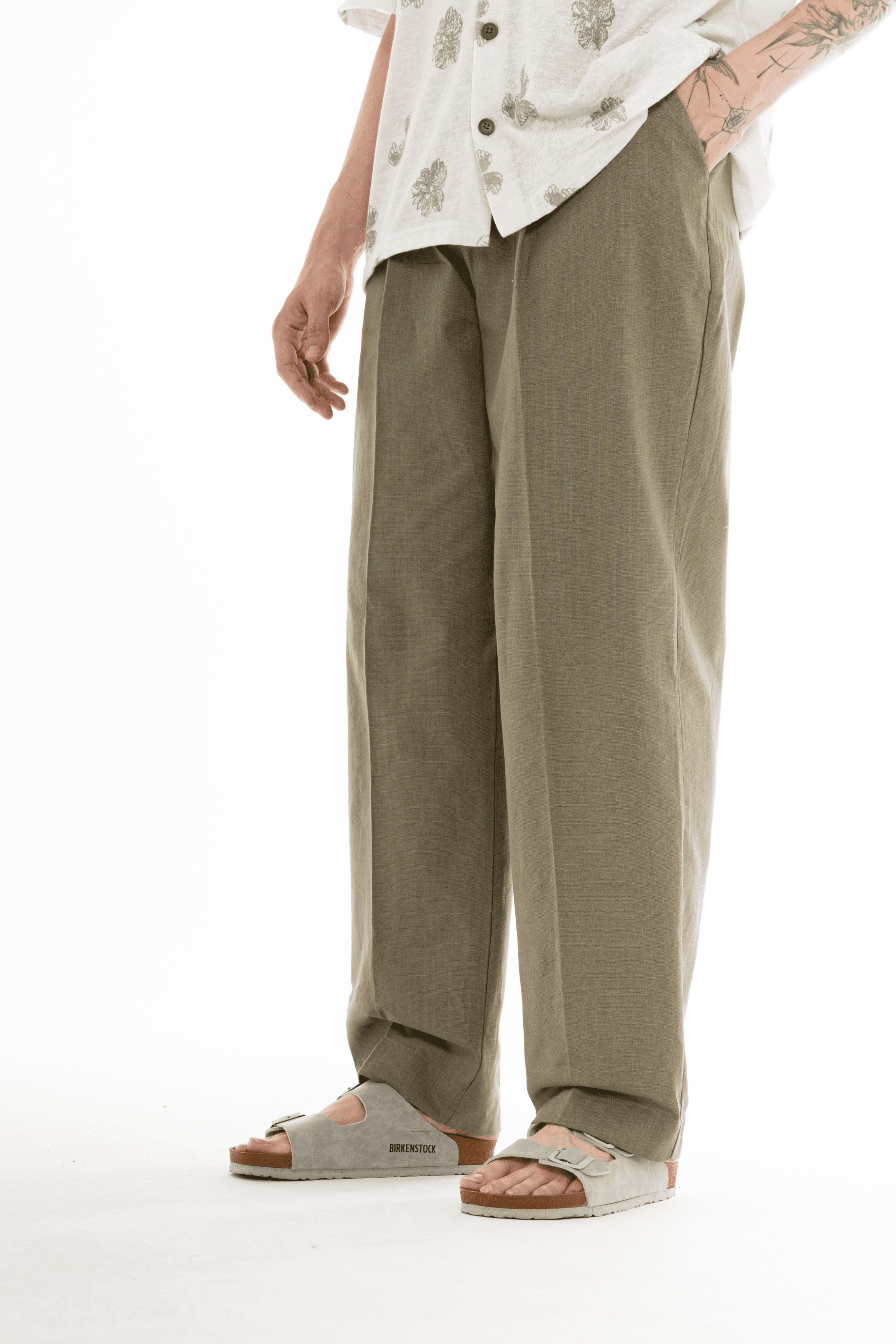 PİLELİ DOKUMA KETEN PANTOLON 