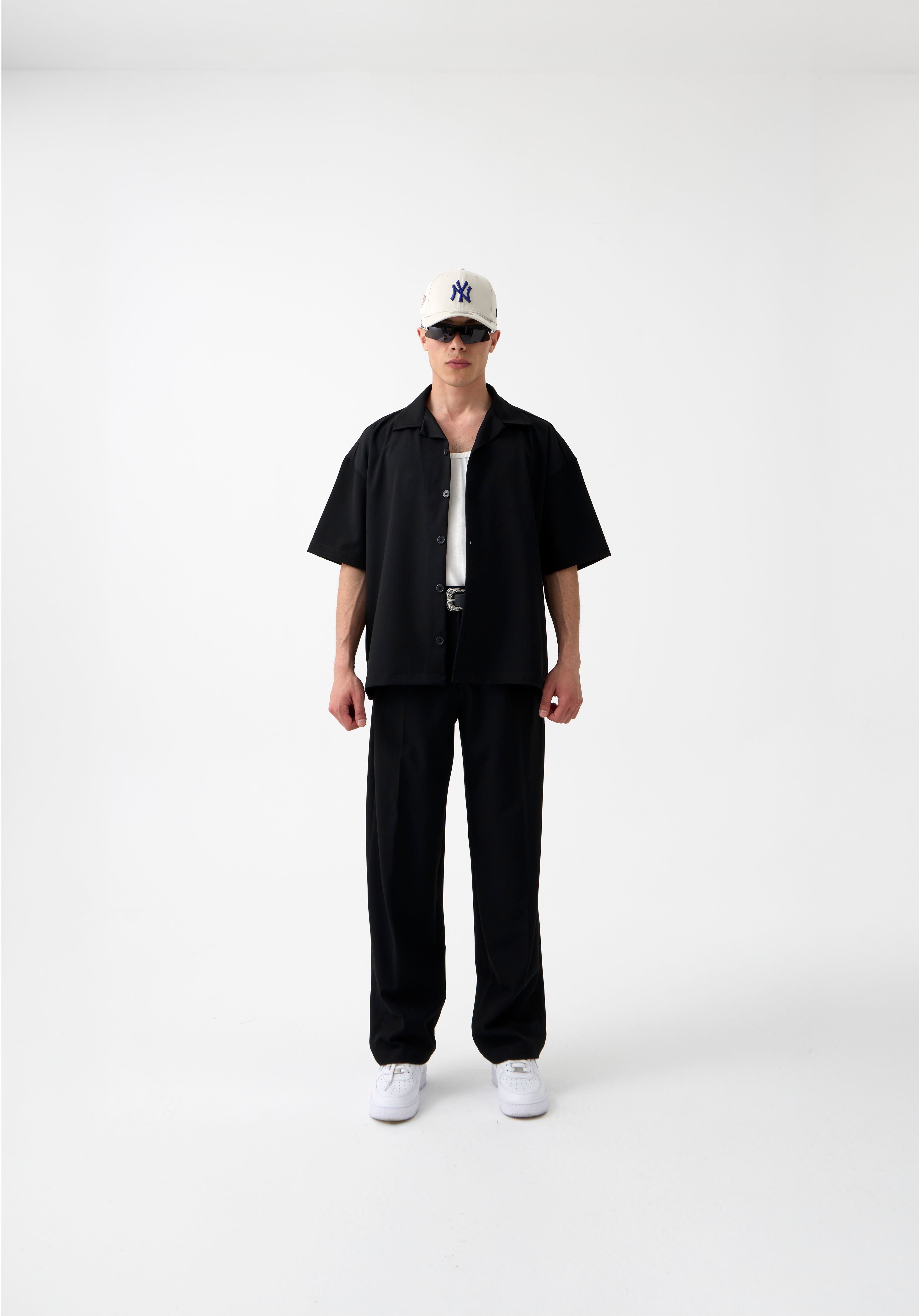 Old Money Baggy Fit Kumaş Pantolon  - SİYAH