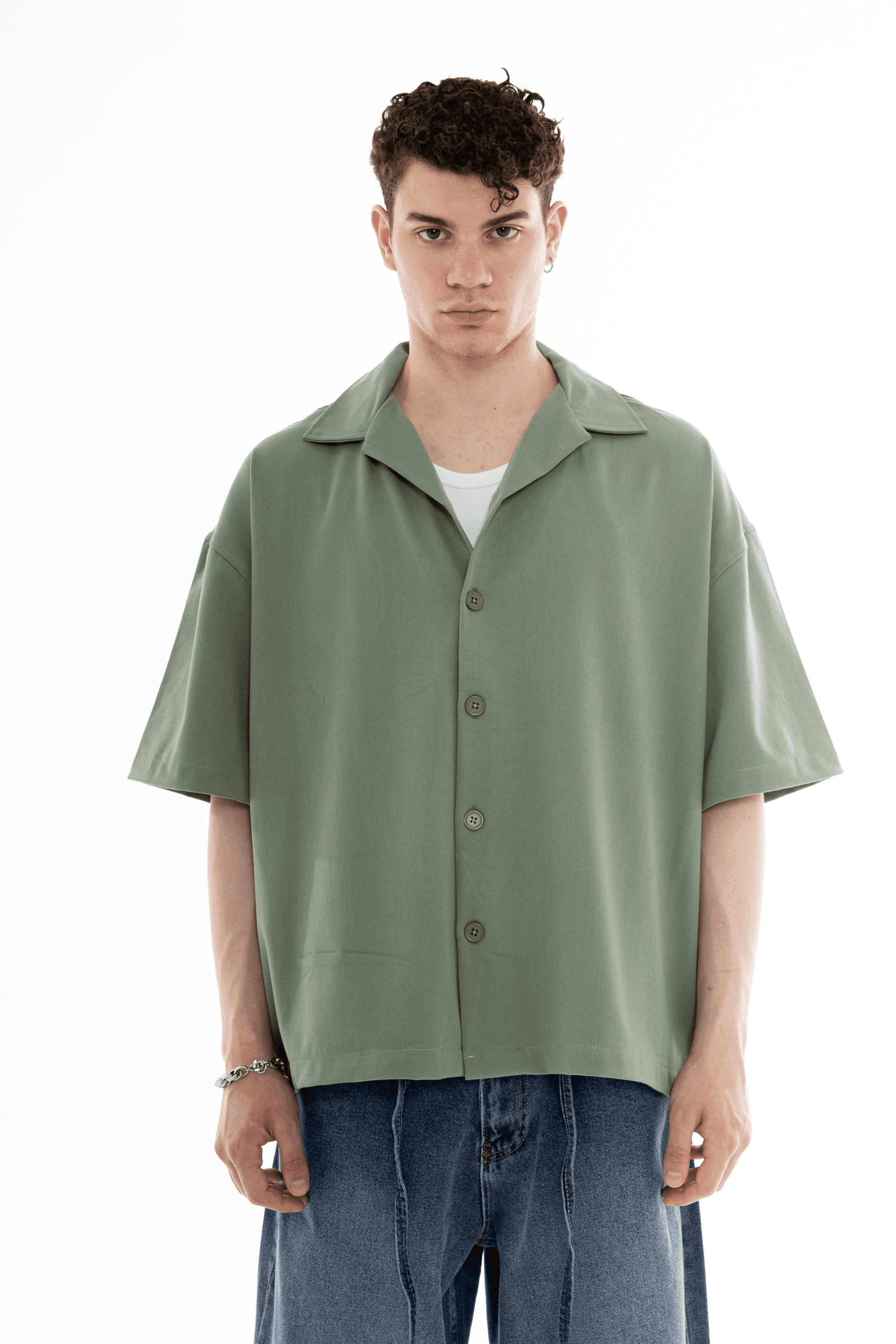 Old Money Oversize Fit Gabardin Kumaş Gömlek