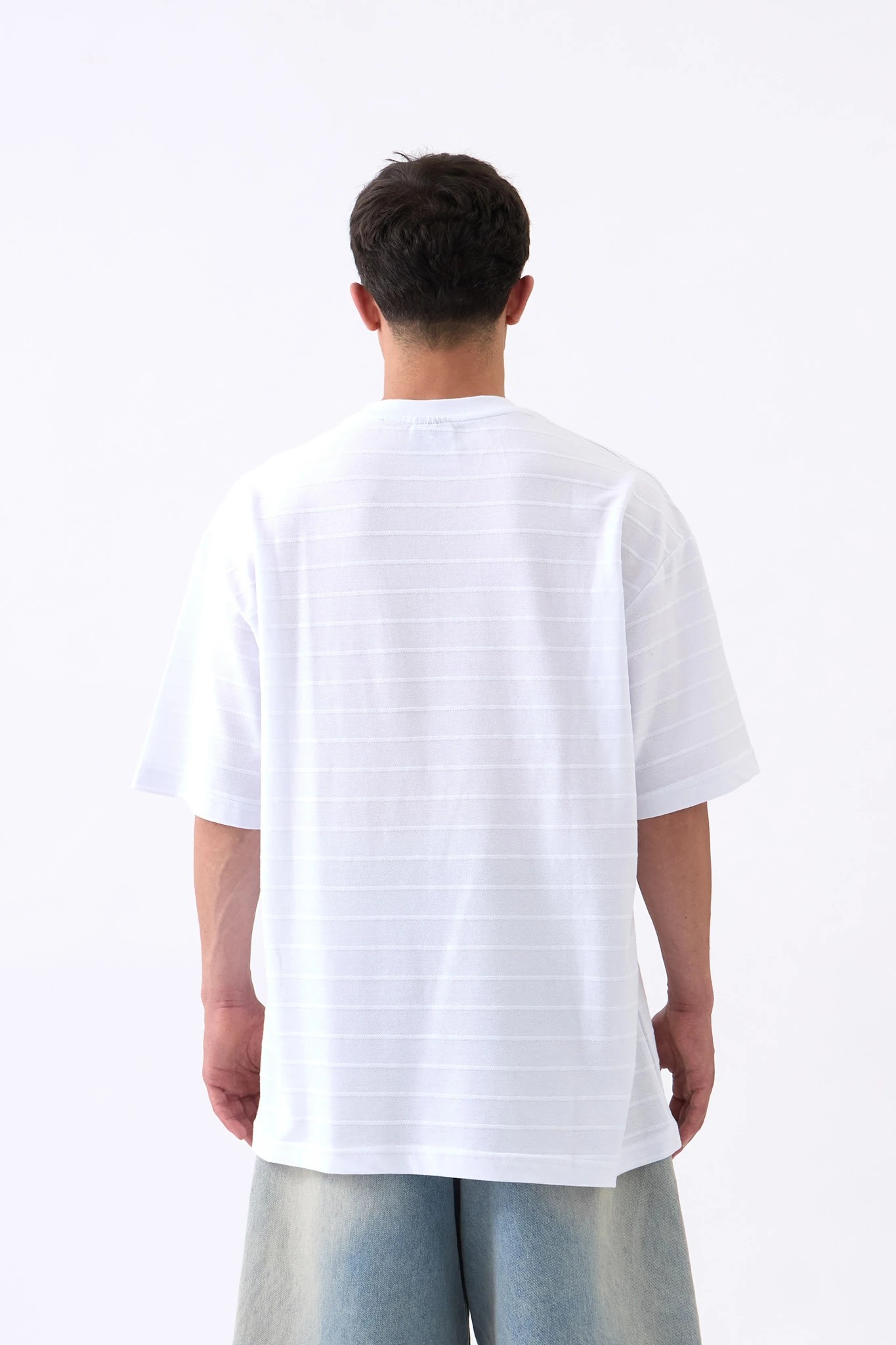 Yatay Çizgili Lacoste Oversize Tişört