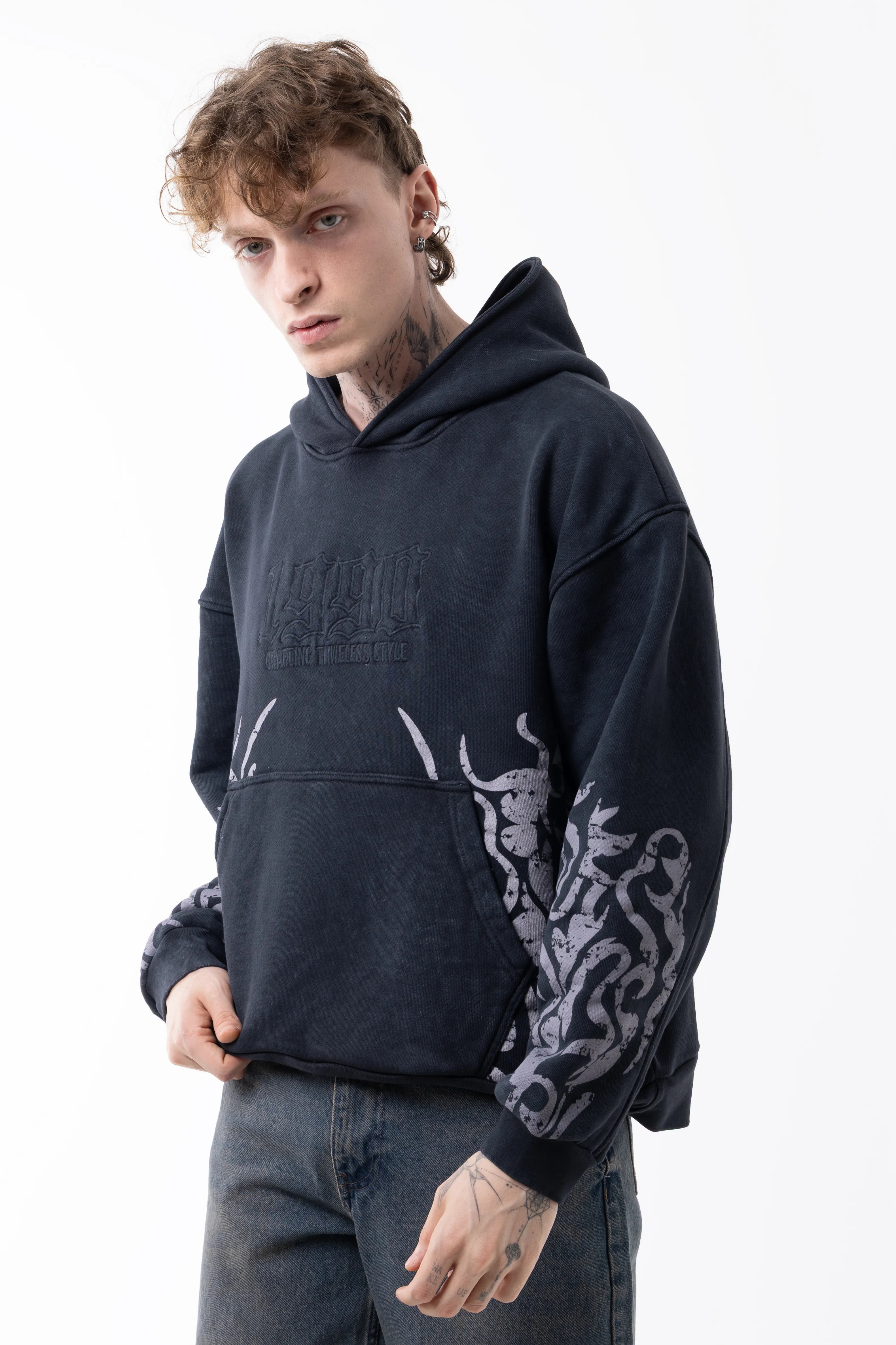 1990 ACİD WASHED HOODİE - ANTRASİT