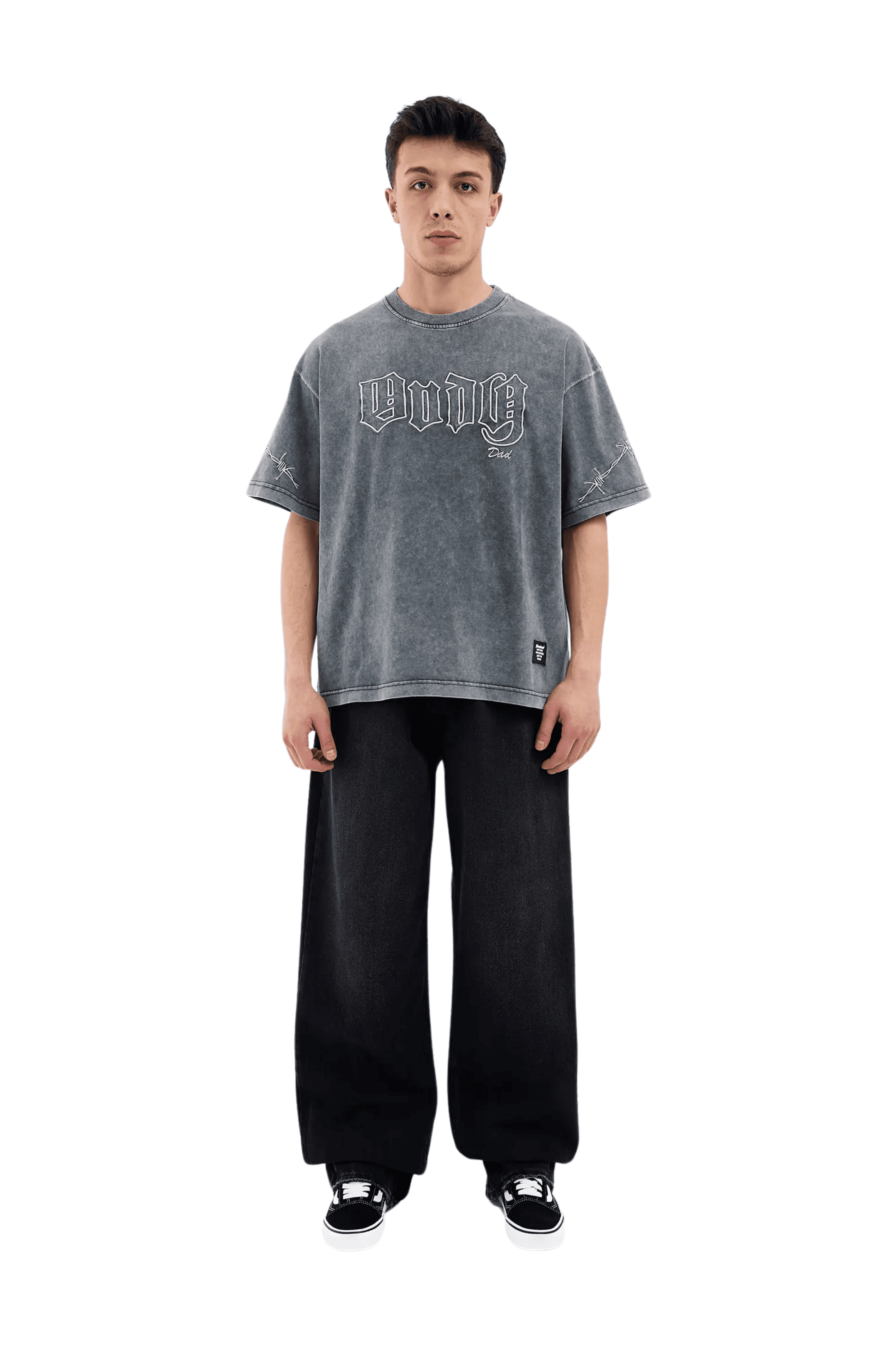 Andy dad nakışlı oversize tişört - FÜME
