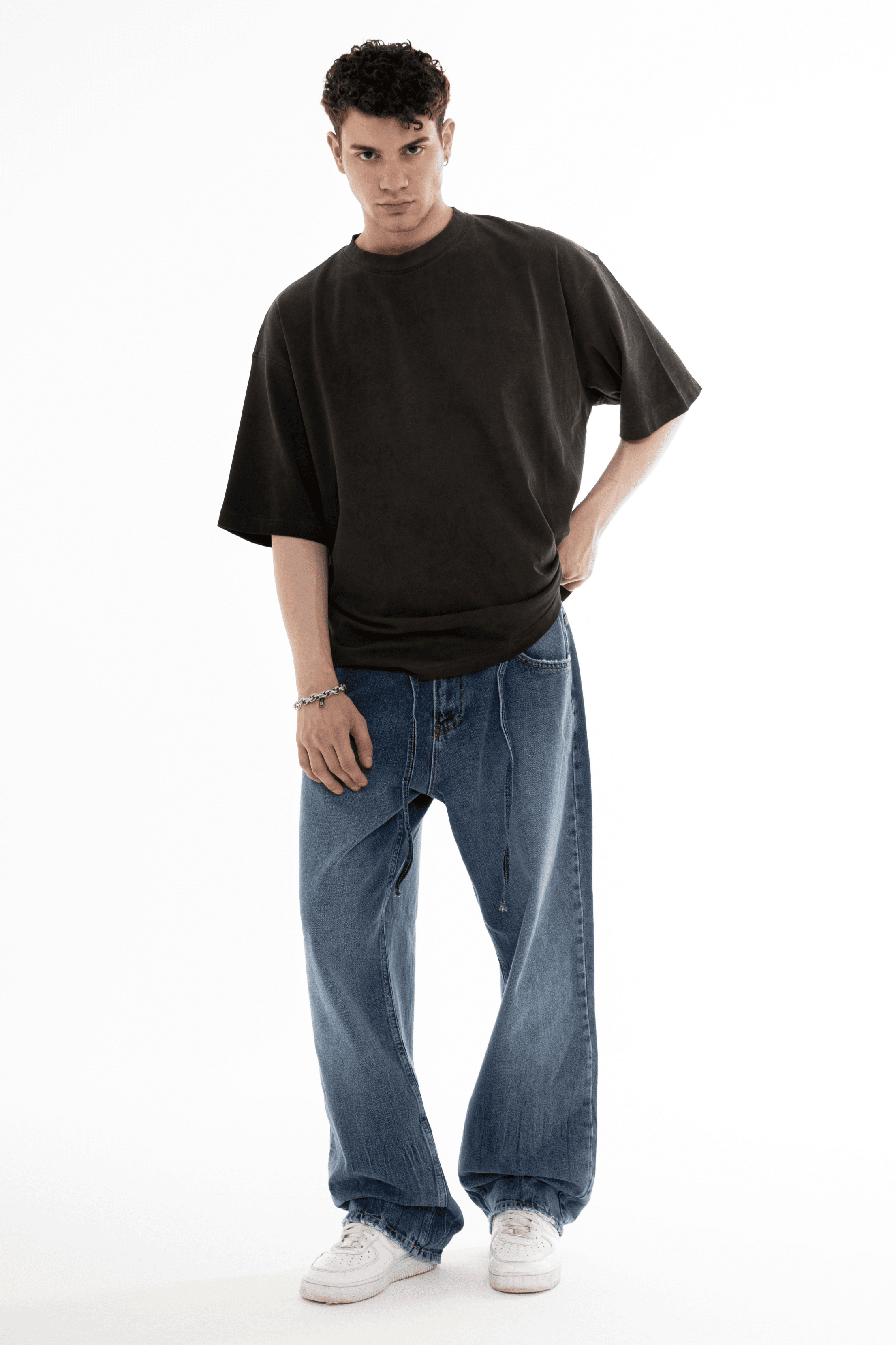 Acid YIKAMALI  Basic Oversize Tişört - HAKİ