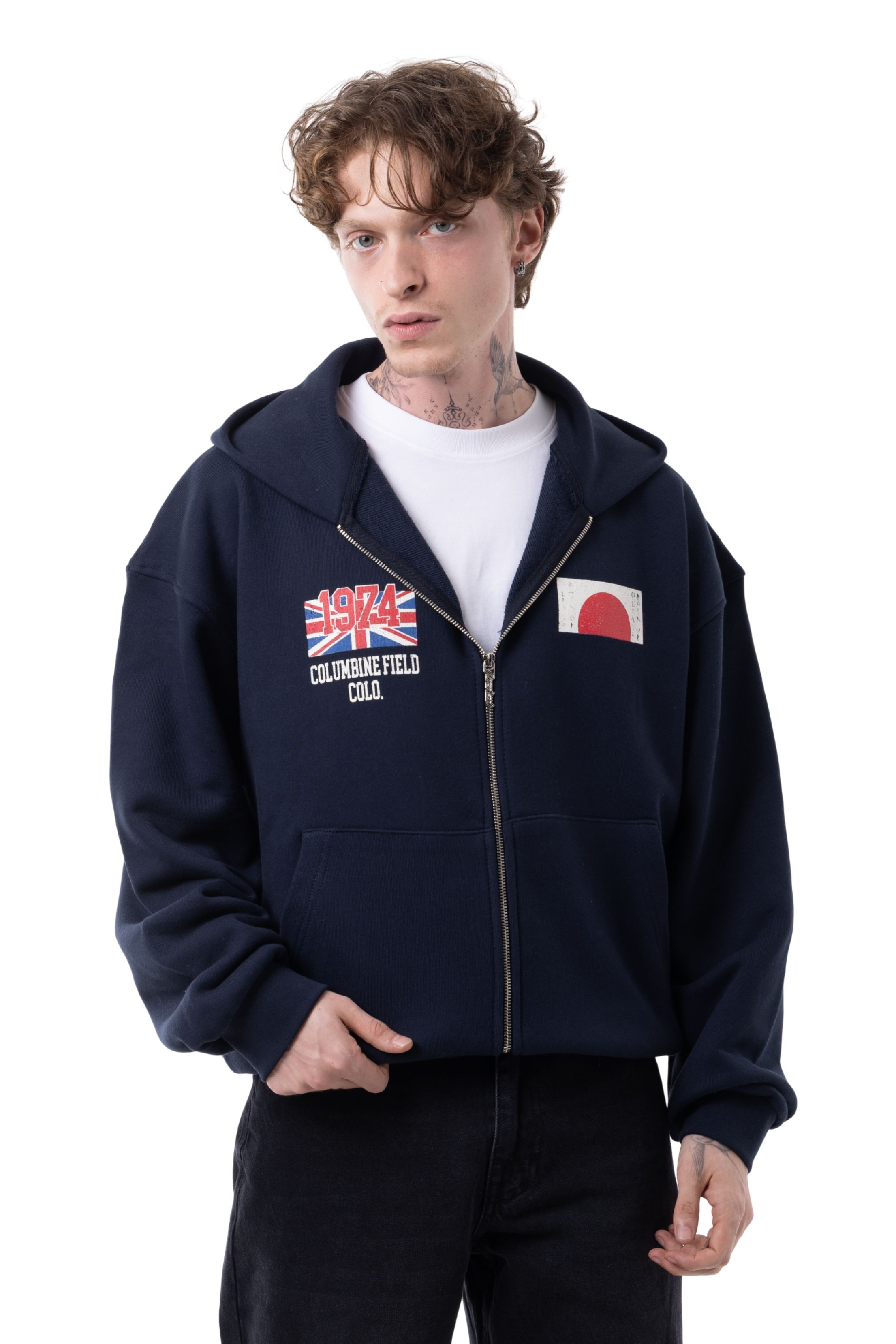 DİEGONEL WAR BASKILI ZİP - LACİVERT