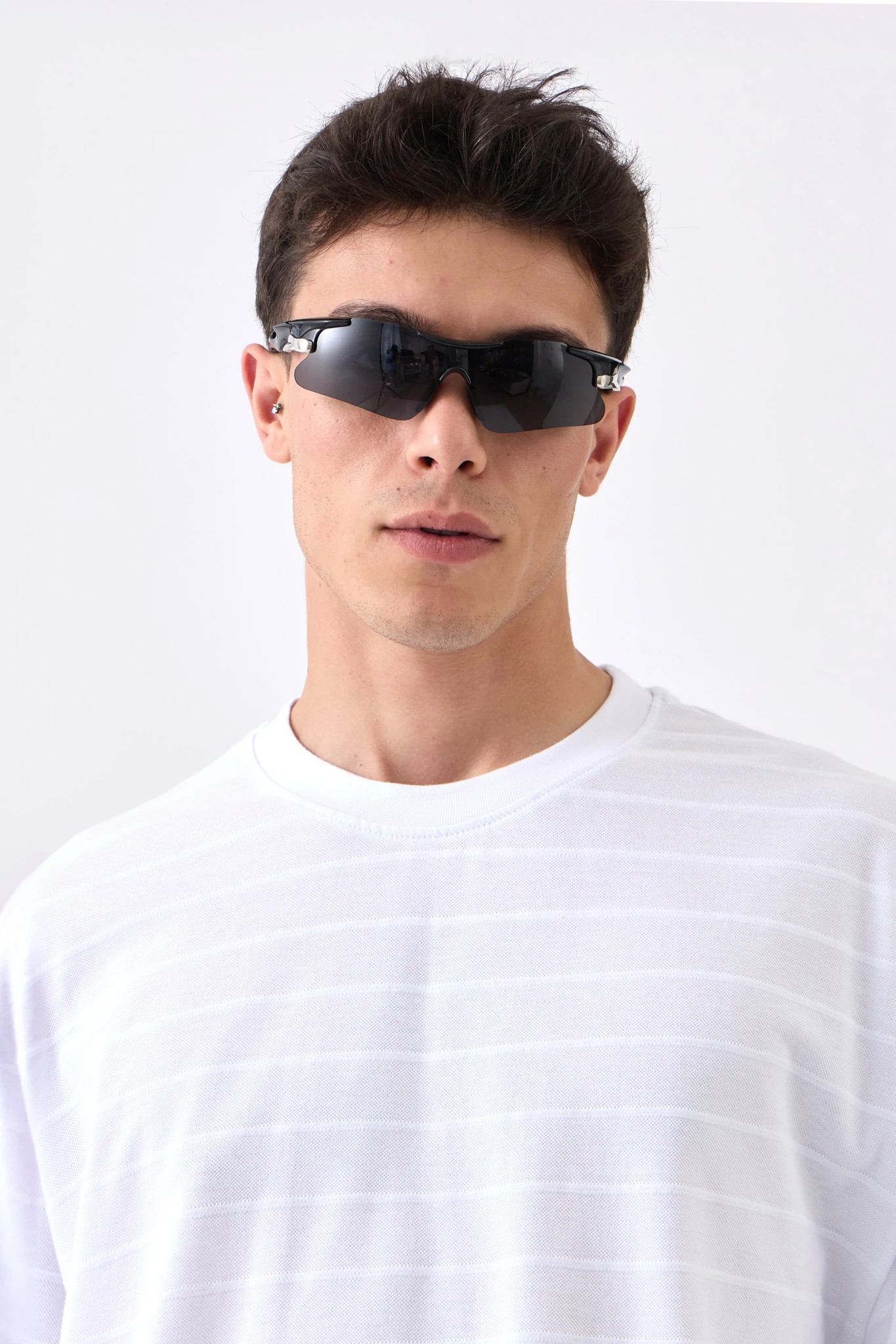 Yatay Çizgili Lacoste Oversize Tişört