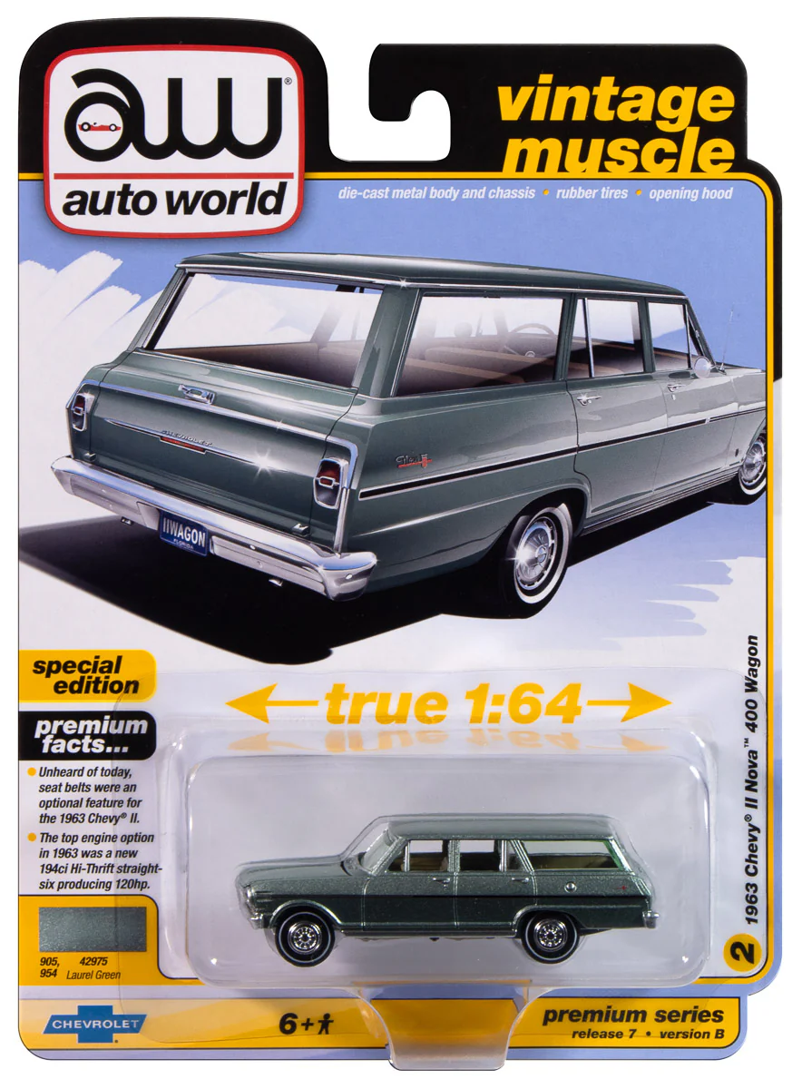Autoworld | Awsp183B | 1/64 1965 Chevrolet Nova Ii Wagon, Willow Yeşil