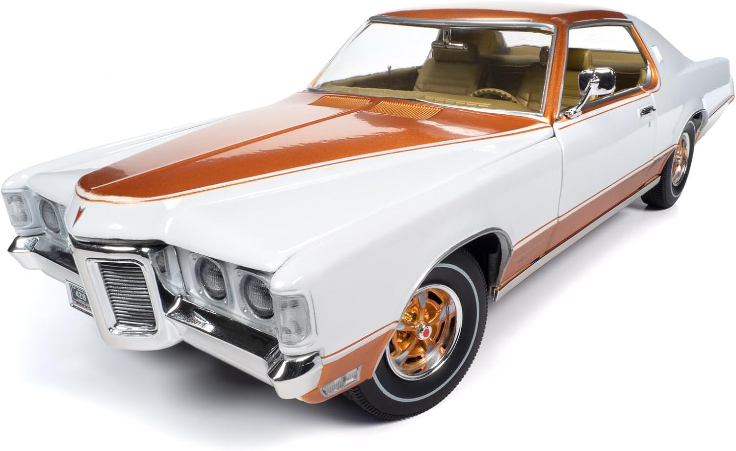 American Muscle AMM1316 1/18 Ölçek 1969 Pontiac Grand Prix *Royal Bobcat*, Cameo Beyaz