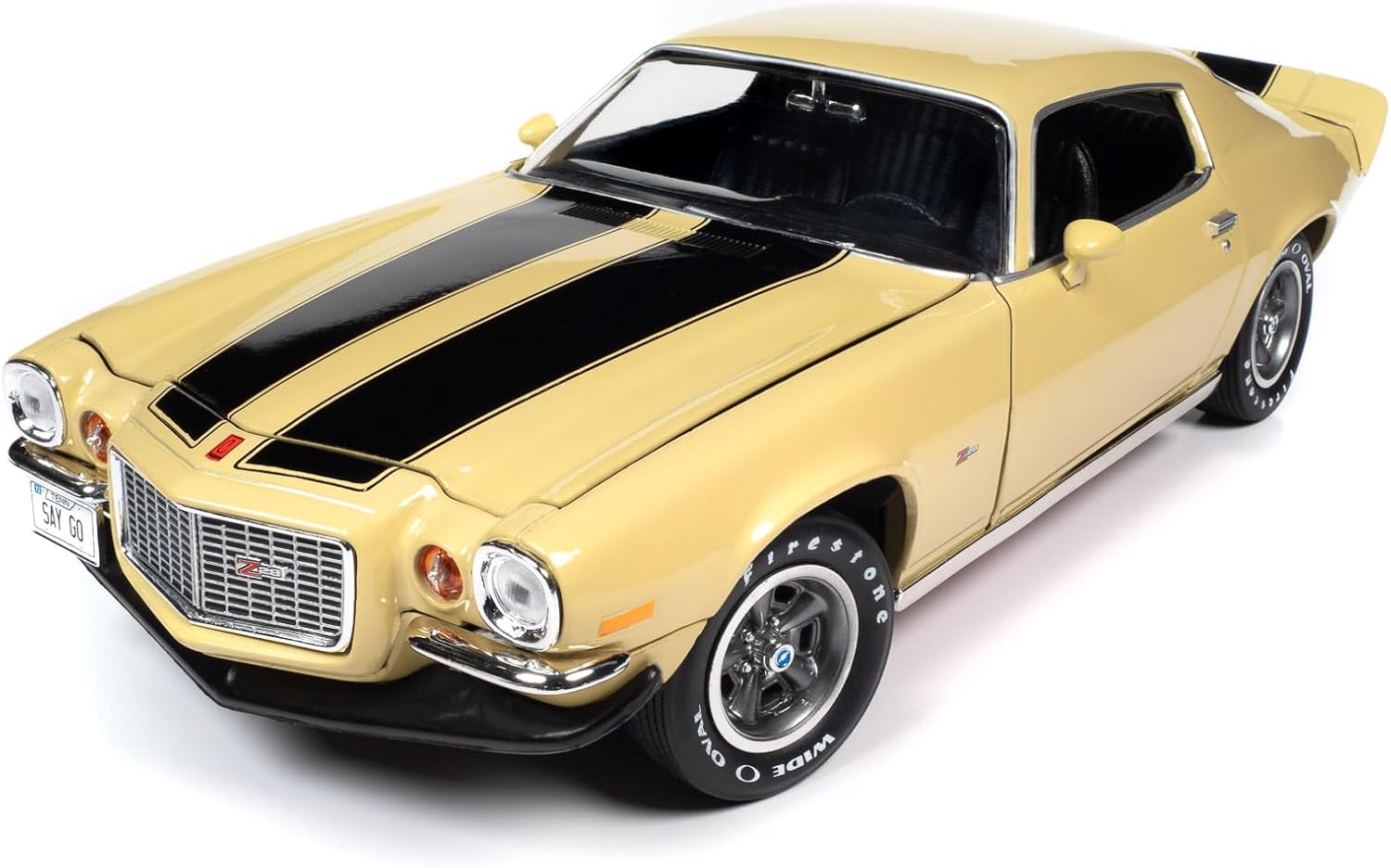American Muscle AMM1311  1/18 Ölçek 1972 Chevrolet Camaro Rs/Z28, Sarı/Siyah Şeritli