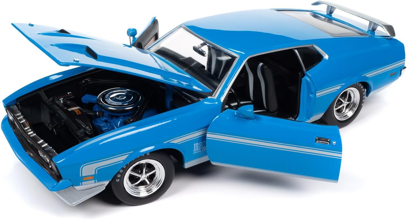 American Muscle AMM1314 1/18 Ölçek 1972 Ford Mustang Mach I, Mavi