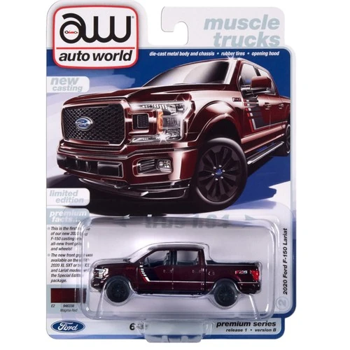 Autoworld | Awsp150B | 1/64 2020 Ford F-150 Truck *New Front Core & Wheels*, Kırmızı