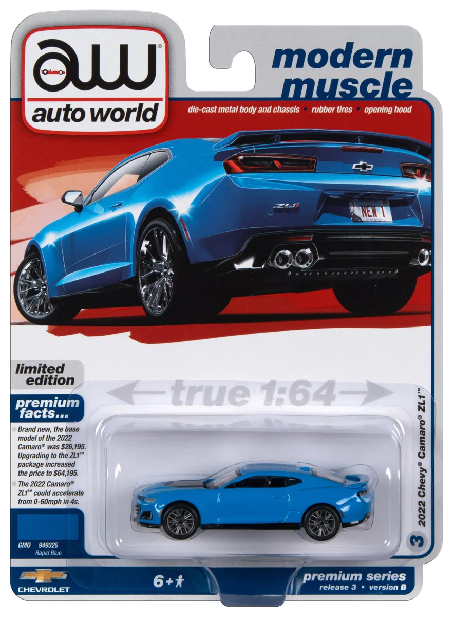 Autoworld | Awsp138B | 1/64 2022 Chevrolet Camaro Zl1, Rapid Mavi