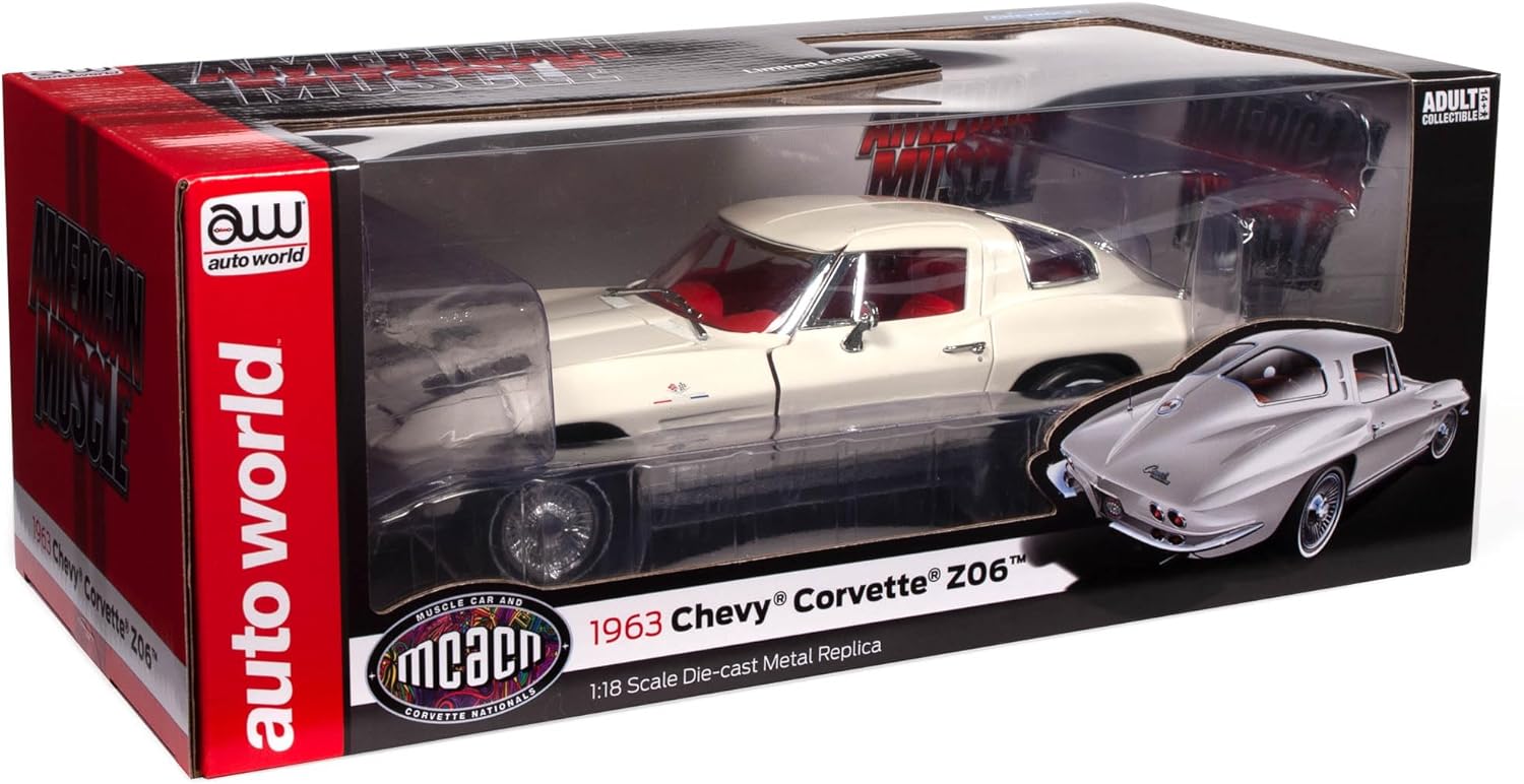 American Muscle AMM1308 1/18 Ölçek 1963 Chevrolet Corvette Z06, Krem