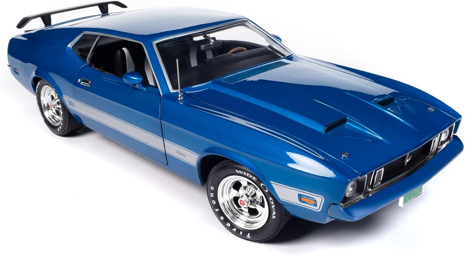 American Muscle AMM1323 1/18 Ölçek 1973 Ford Mustang Mach 1 *Class Of 1973*, Mavi Glow