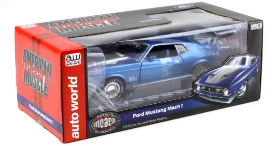 American Muscle | Amm1335 | 1/18 1971 Ford Mustang Mach 1 *Mcacn*, Mavi