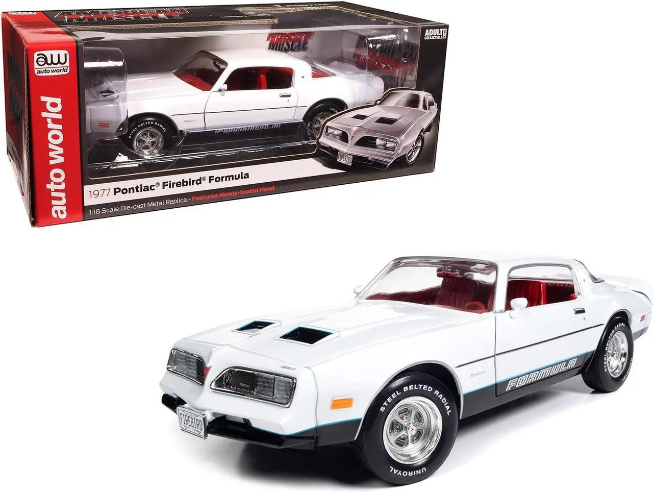 American Muscle | Amm1318 | 1/18 1977 Pontiac Firebird Formula, Cameo Beyaz