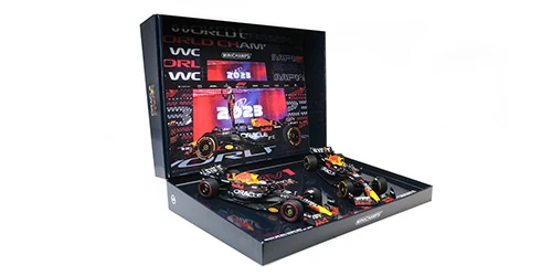Minichamps 112231801 1/18 Ölçek 2-CAR-SET - ORACLE RED BULL RACING RB19 - MAX VERSTAPPEN - WORLD CHAMPION QATAR SPRINT & GP 2023