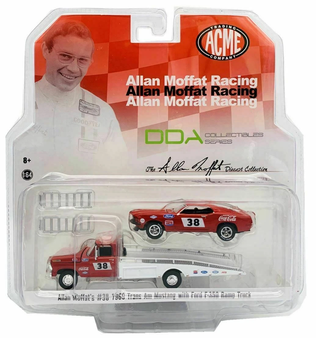Acme | 51269 | 1/64 1969 allan moffat racing trans am mustang #38 on a ford f-350 ramp truck.
