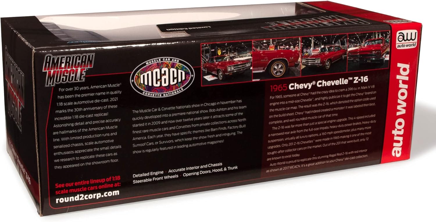American Muscle | Amm1272 | 1/18 1965 Chevrolet Chevelle Ss Z16 (Mcacn), Regal Kırmızı