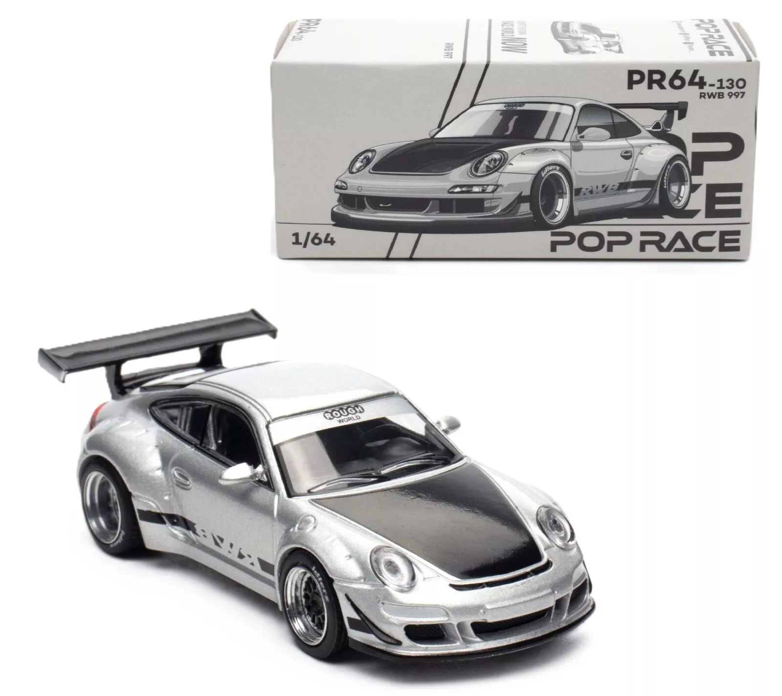 Pop Race PR640130 1/64 Porsche RWB 997, Gümüş