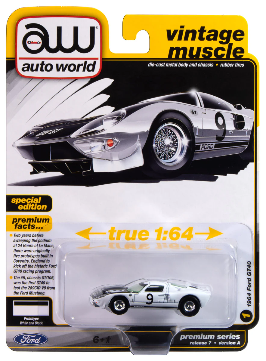 Autoworld | Awsp182A | 1/64 1964 Ford Gt40, Beyaz