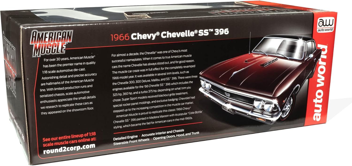 American Muscle AMM1343 1/18 Ölçek 1966 Chevrolet Chevelle Ss396, Kestane