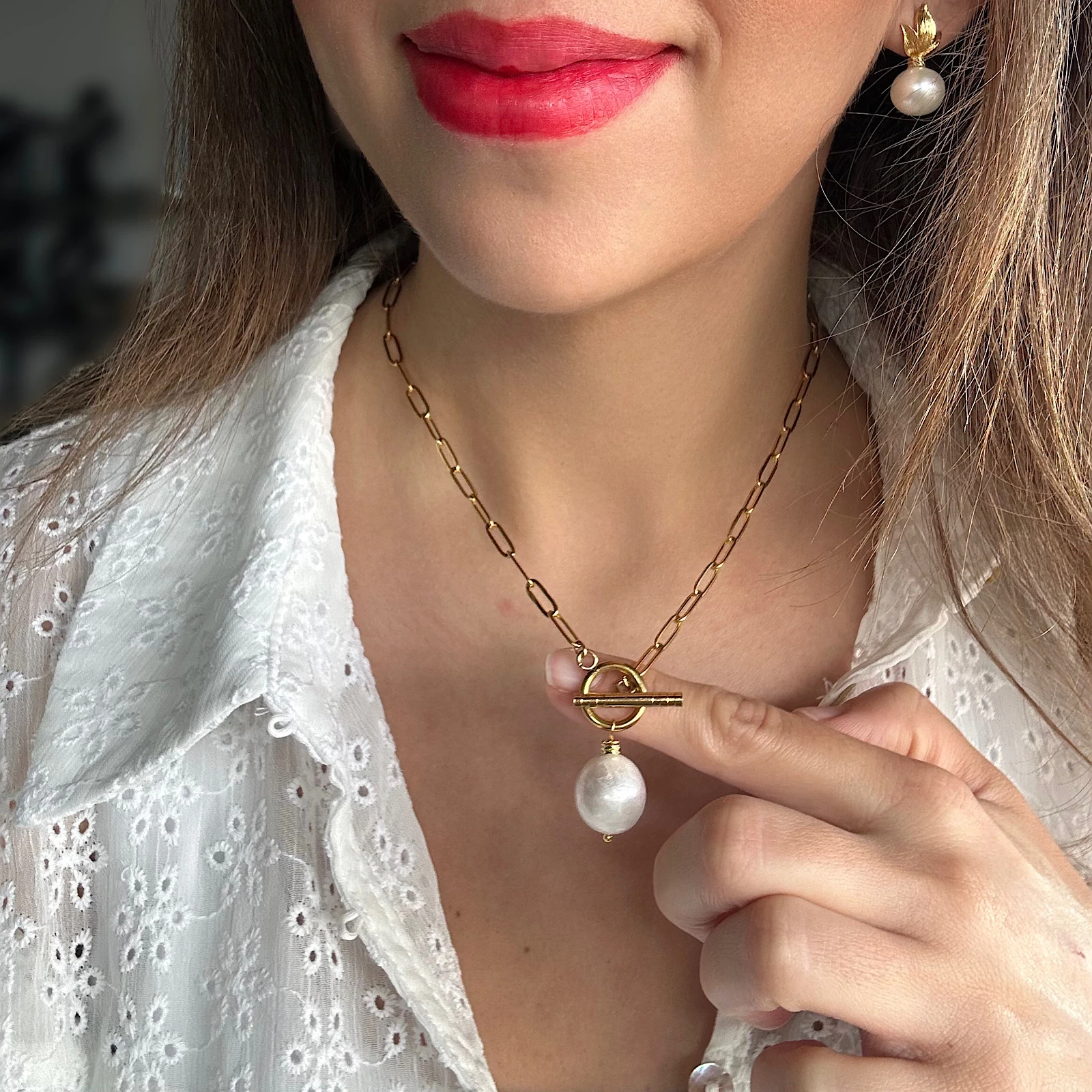 Ataç Zincir Barok İnci Kolye