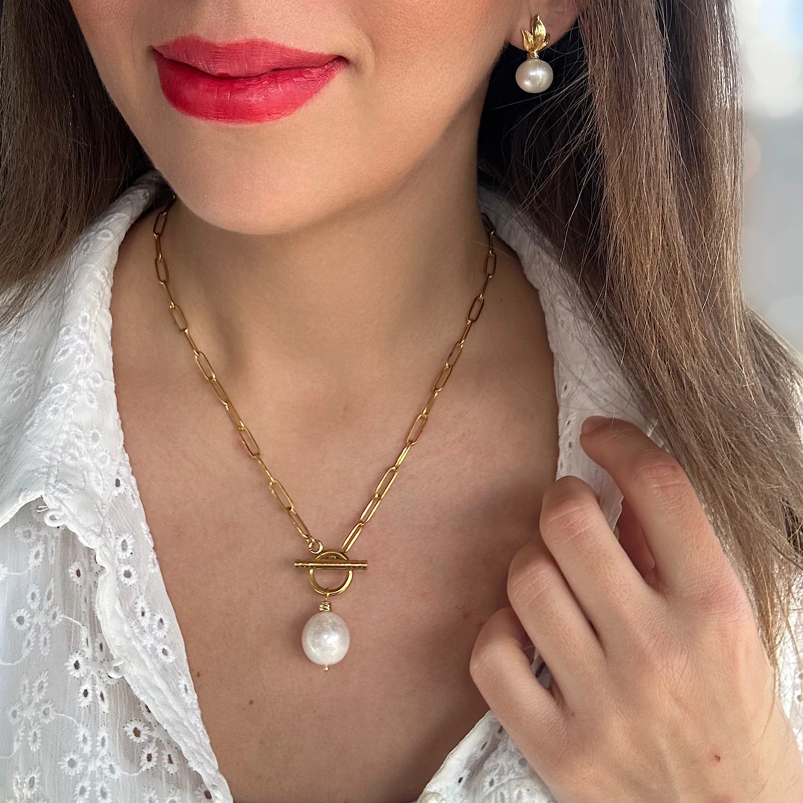 Ataç Zincir Barok İnci Kolye