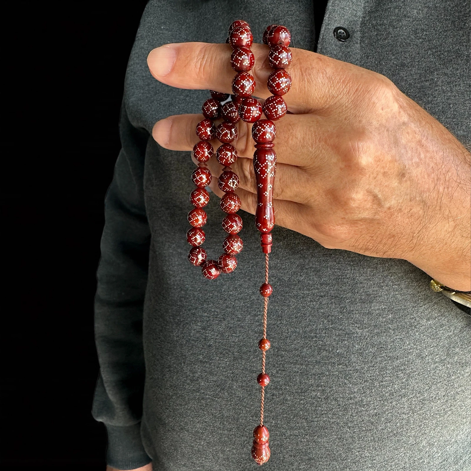 Kuka 5077 Nokta 925 Ayar Gümüş İşleme Tesbih 