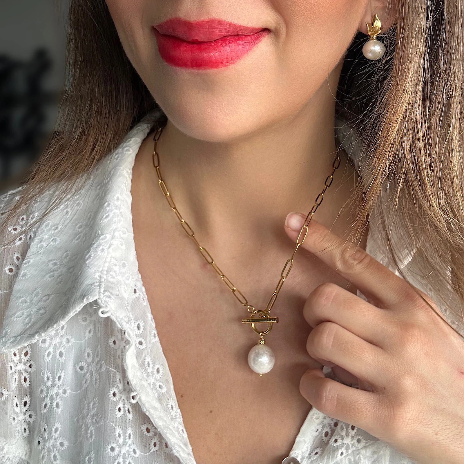 Ataç Zincir Barok İnci Kolye