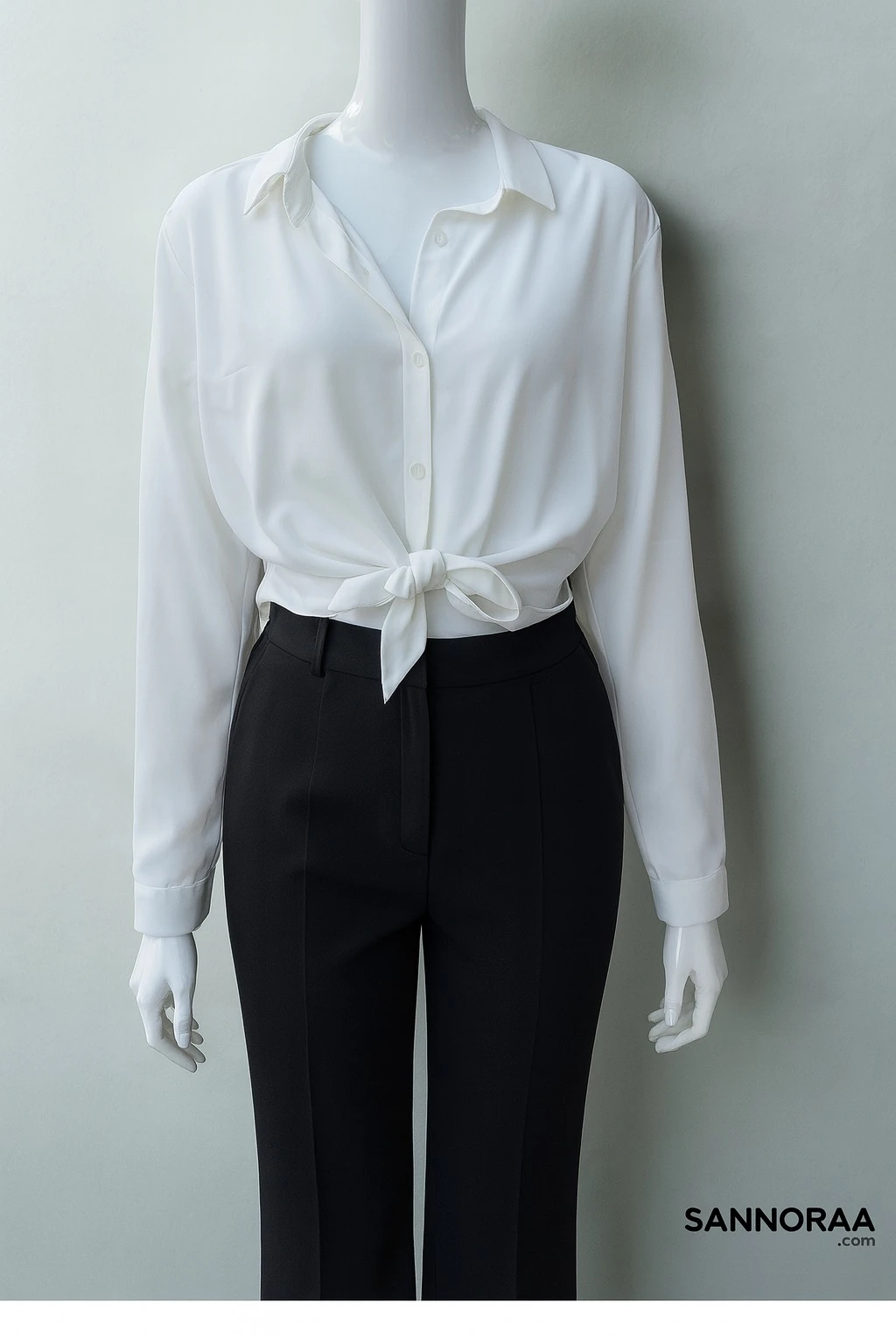 Beyaz Bağlamalı Gömlek