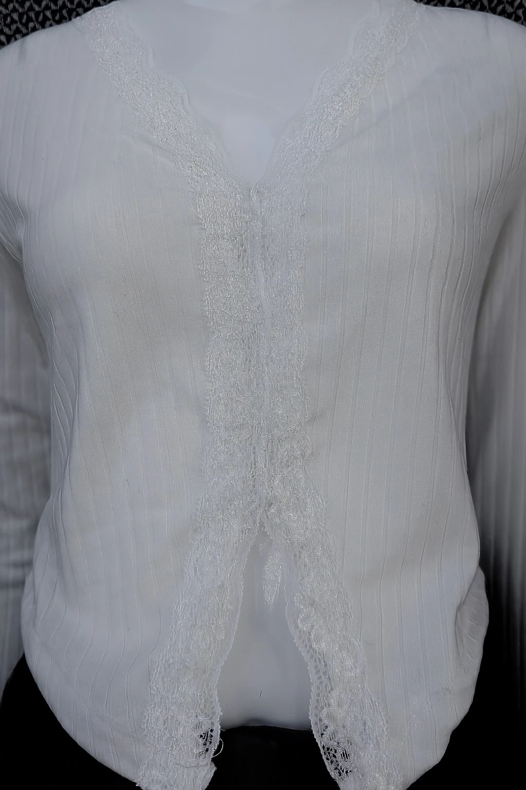 Beyaz Orta Şeriti Dantelli Penye Bodysuit