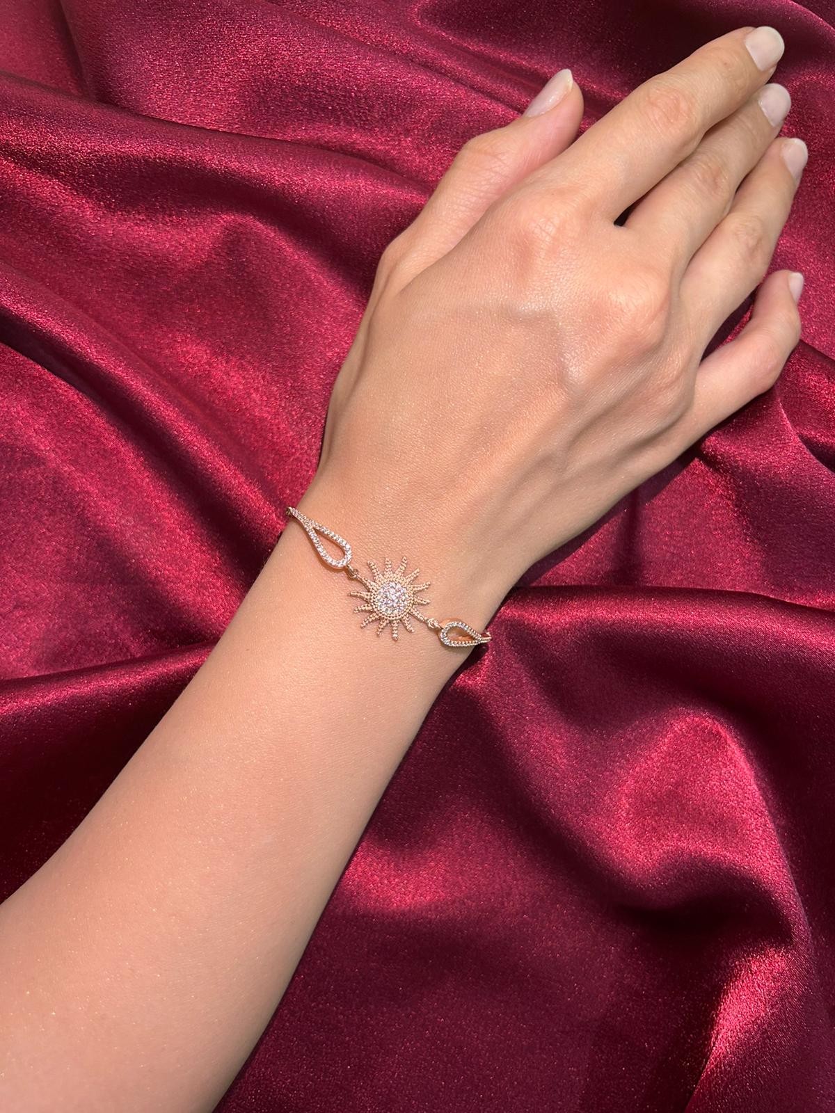 925 Ayar Gümüş Rose Güneş Motifli Bileklik